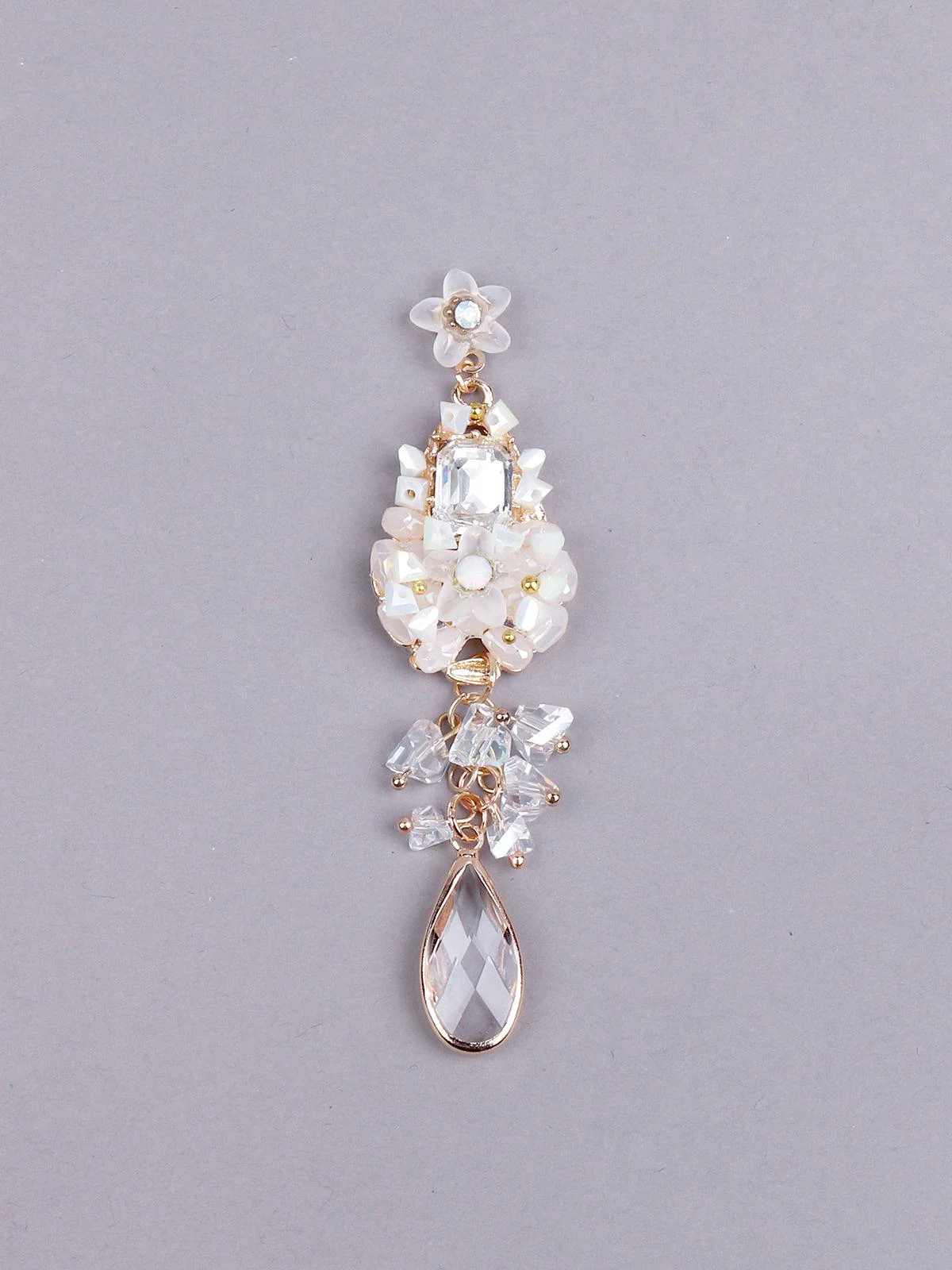 Odette Women Gorgeous White Floral Drop Earrings - Image 4