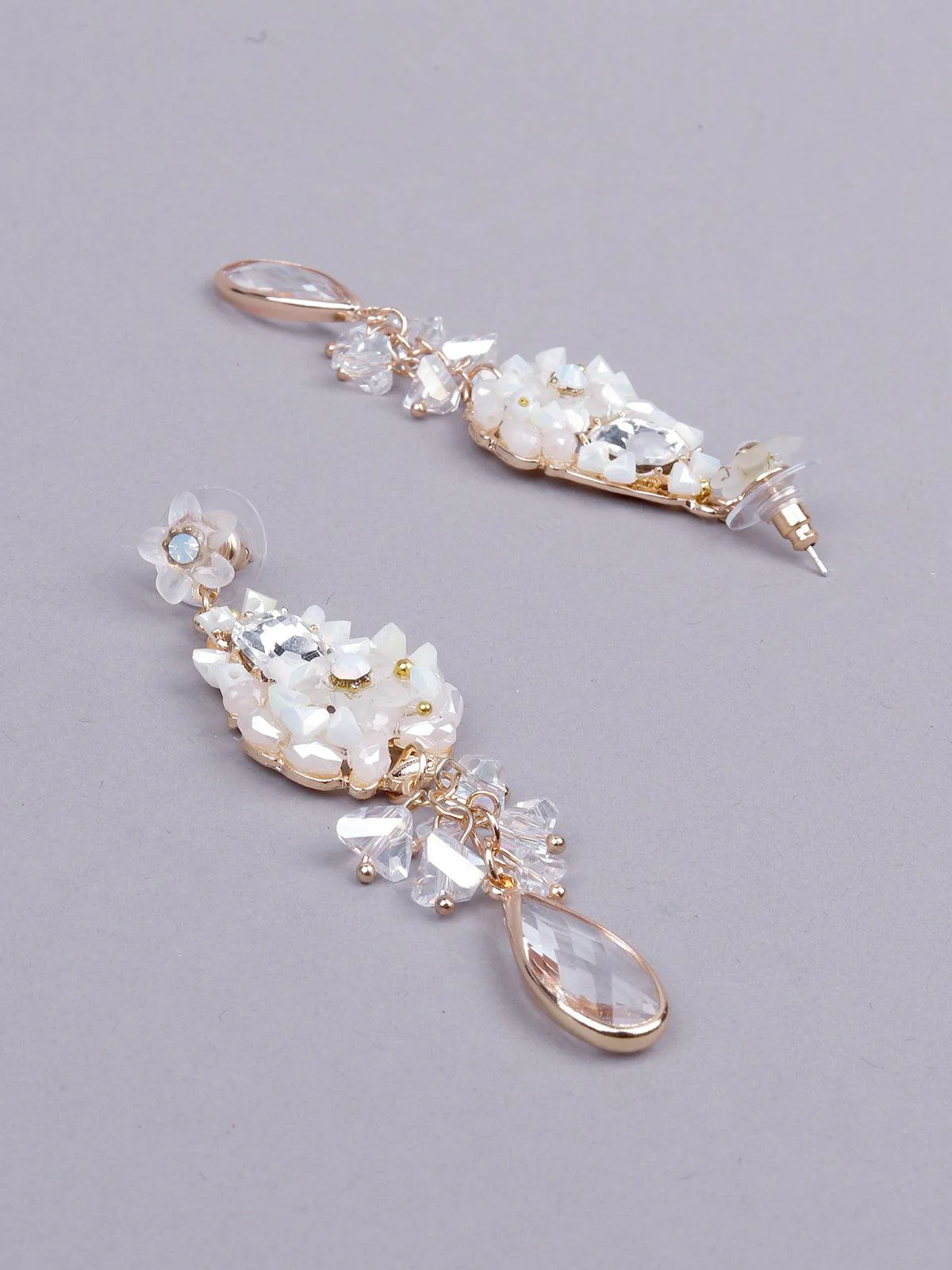 Odette Women Gorgeous White Floral Drop Earrings - Image 6