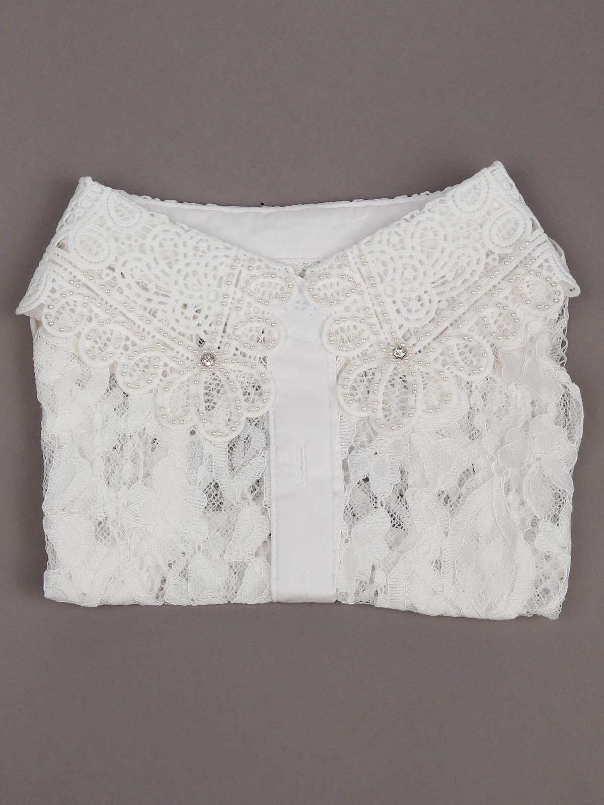 Odette Women Gorgeous White Pearls Embroidered Collar - Image 3