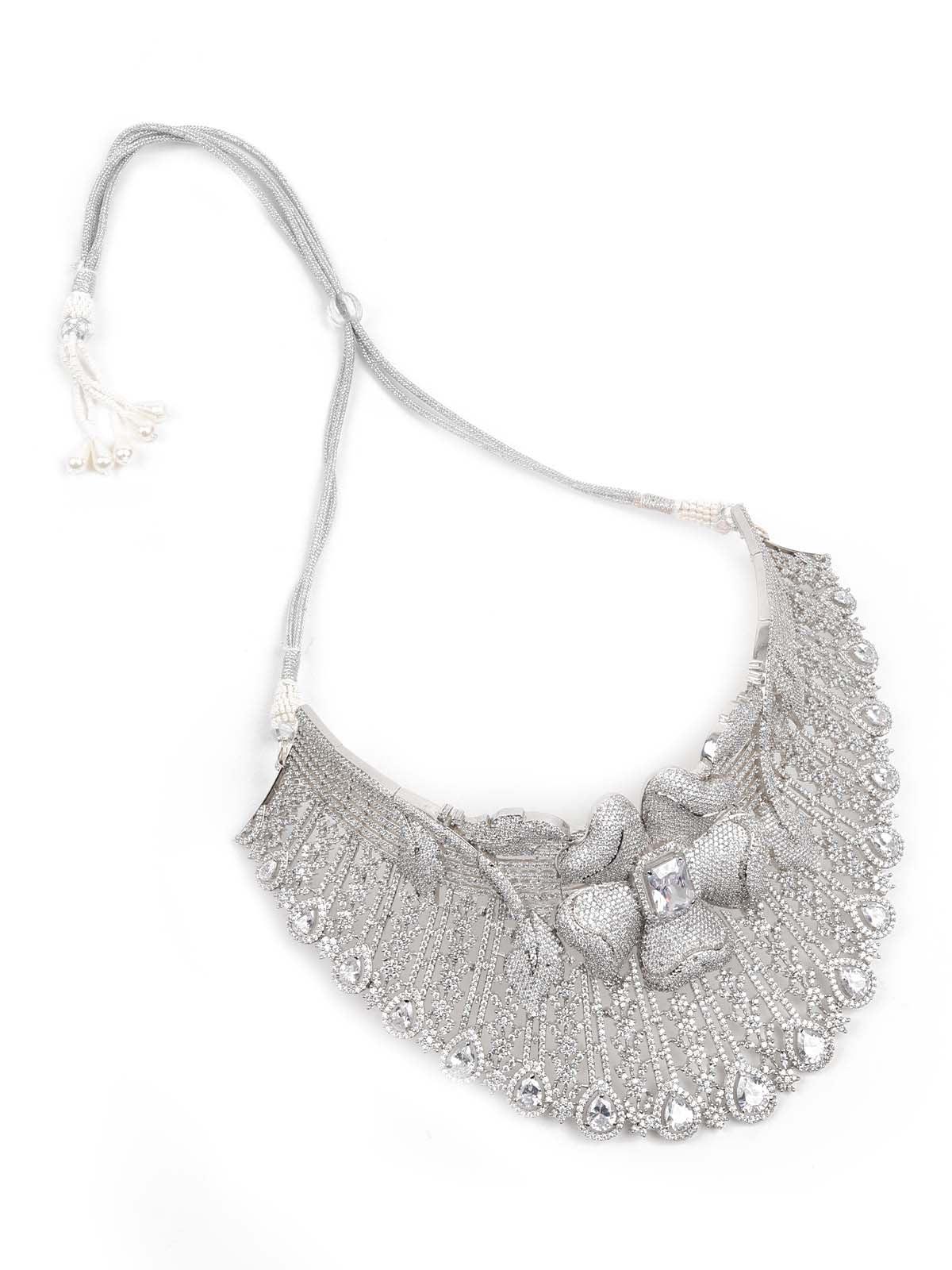 Odette Women Graceful All White Choker Set - Image 4