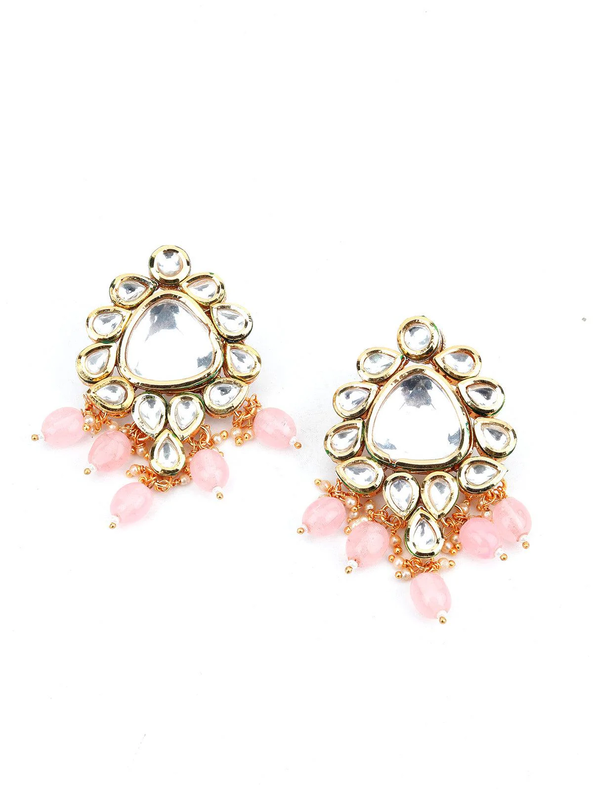 Odette Women Grape Bunch Shape Pink Mani-Kundan Necklace Set - Image 4