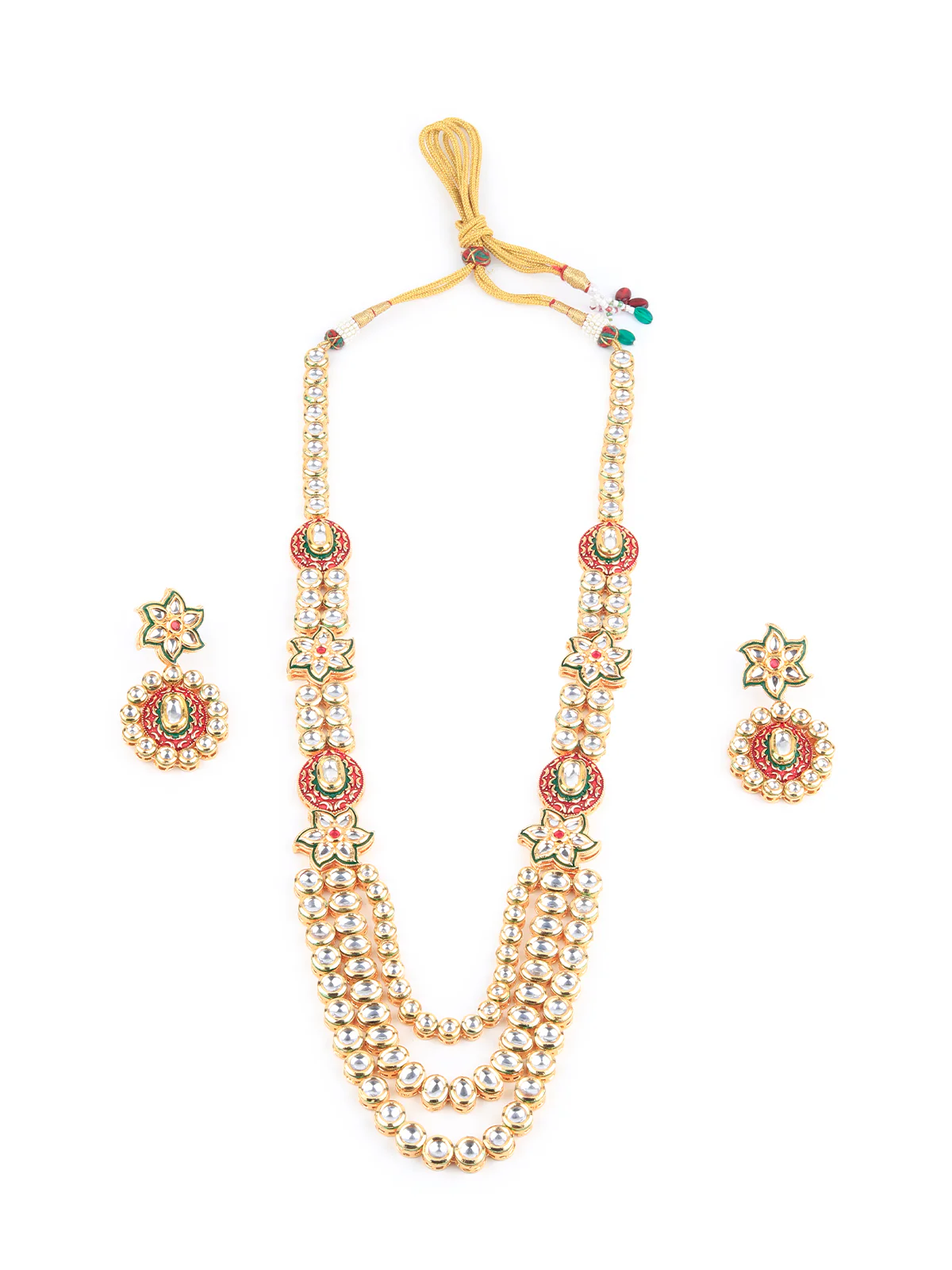 Odette Women Red & Gold Kundan Jewellery Set
