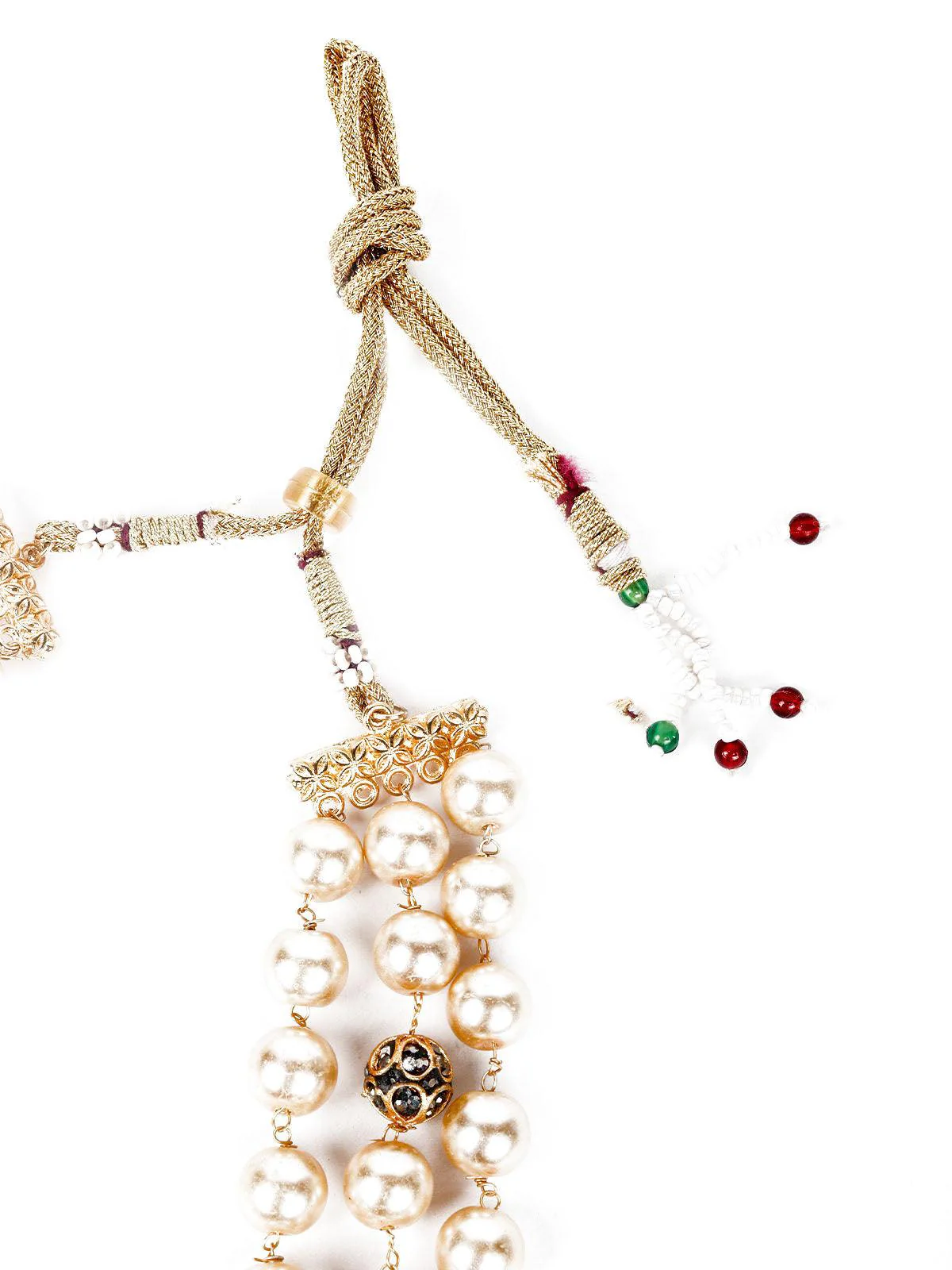 Odette Women Green And Gold Pearl Necklace Set - Image 6