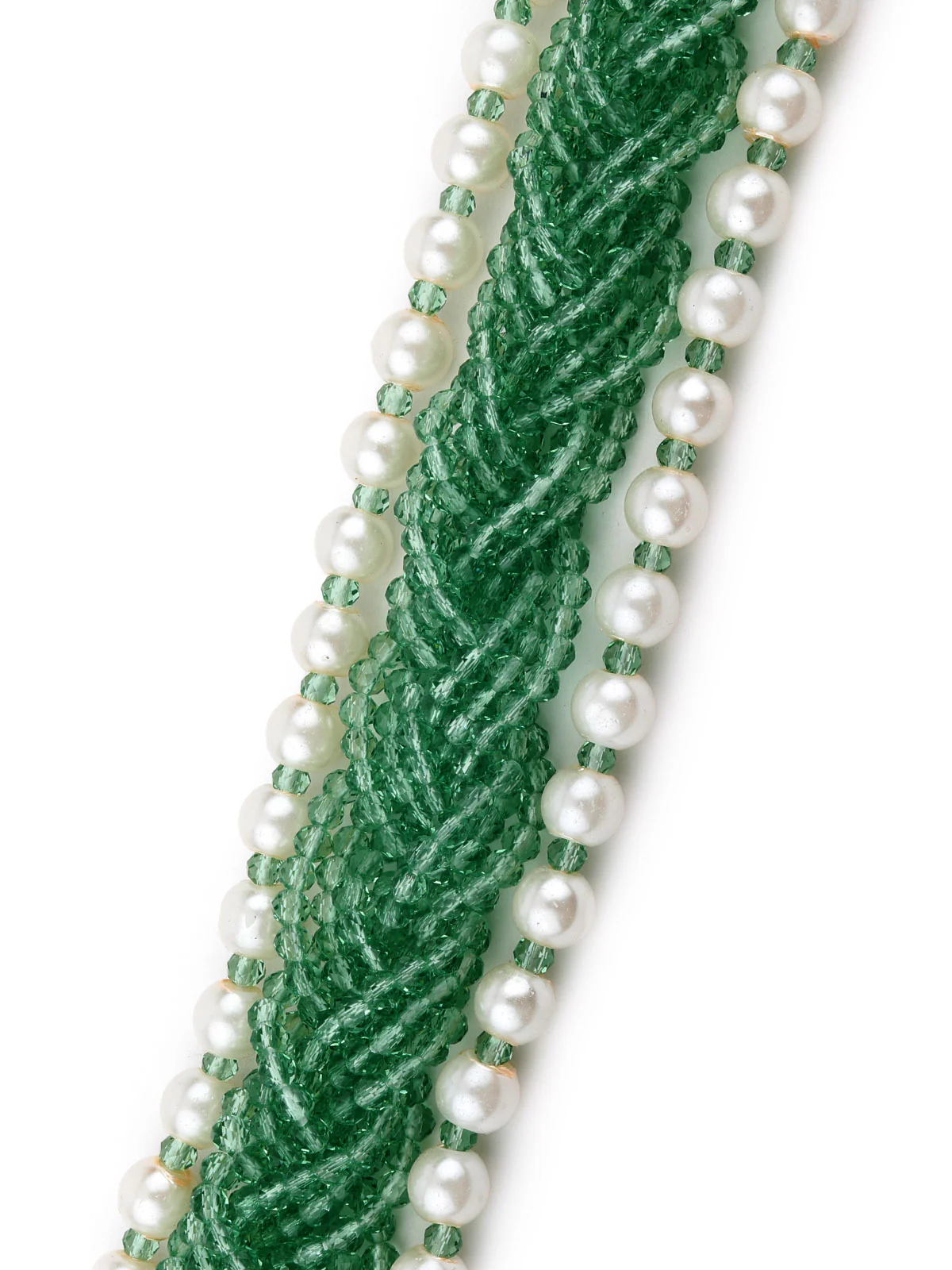 Odette Women Green And White Long Necklace Set - Image 6