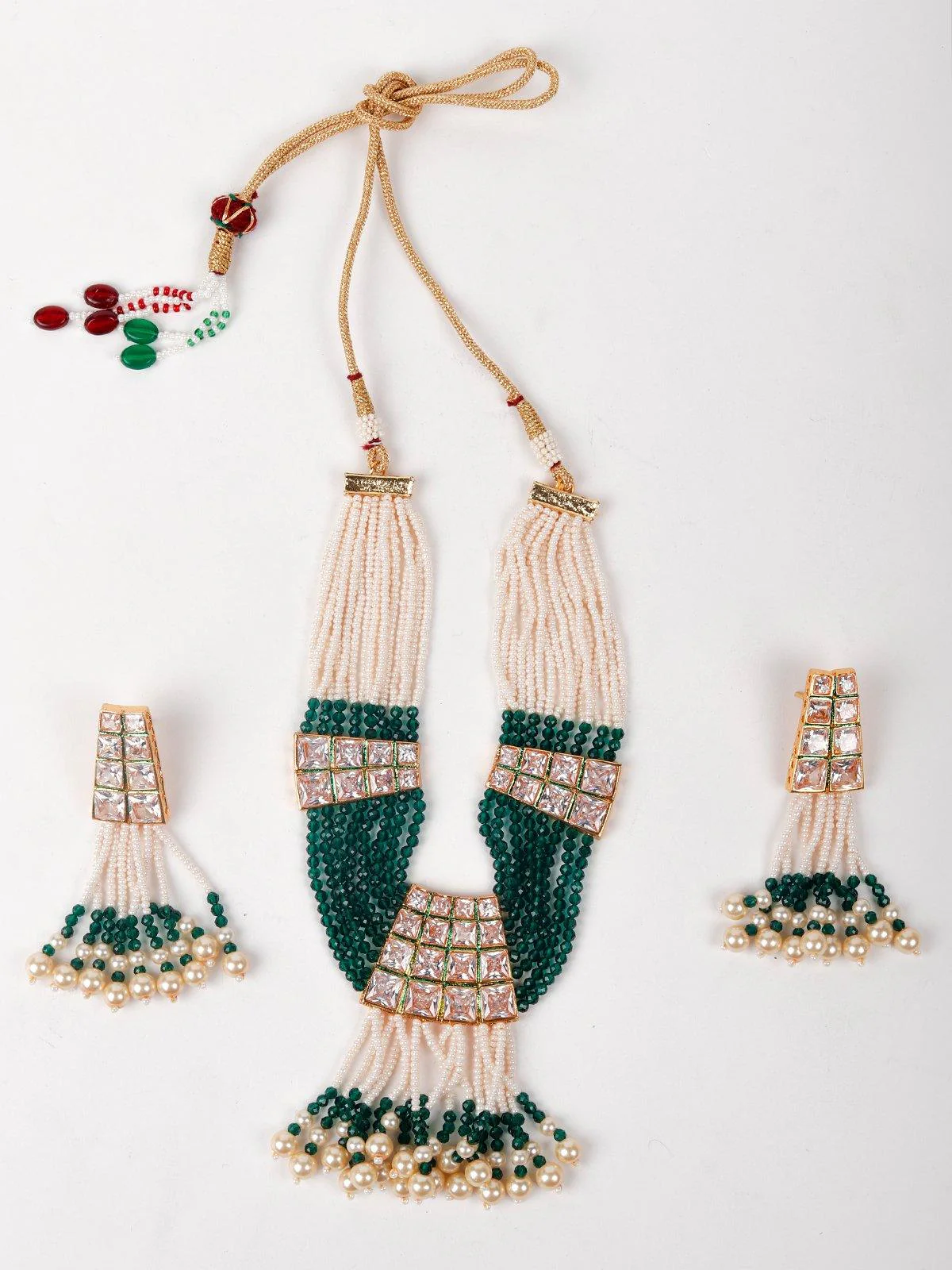 Odette Women Green Pearl Necklace Set - Image 3