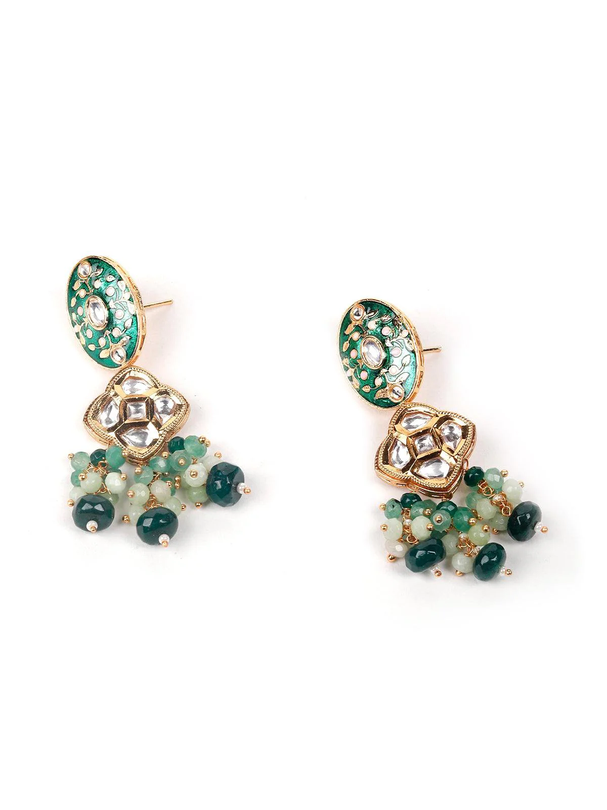 Odette Women Green Metal Haar Necklace Set - Image 4
