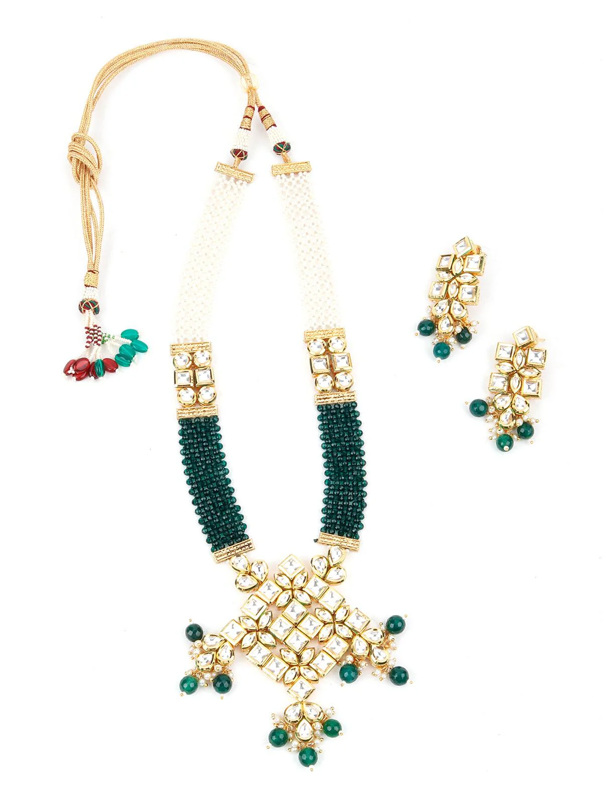 Odette Women Green Crystals Kundan Necklace - Image 3