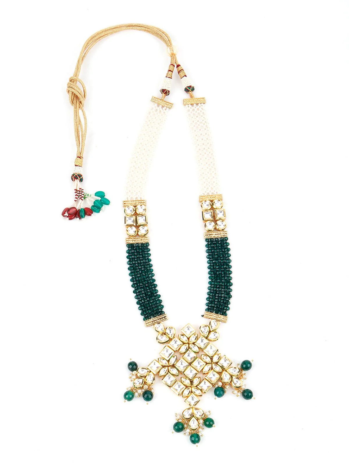 Odette Women Green Crystals Kundan Necklace - Image 4
