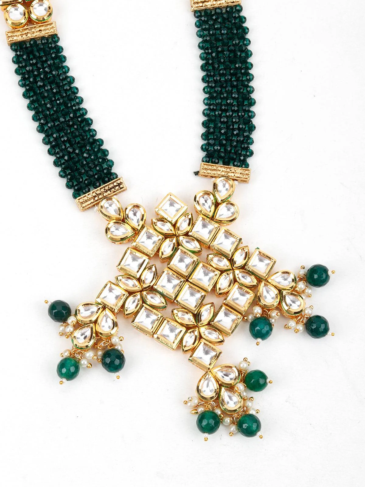 Odette Women Green Crystals Kundan Necklace - Image 5