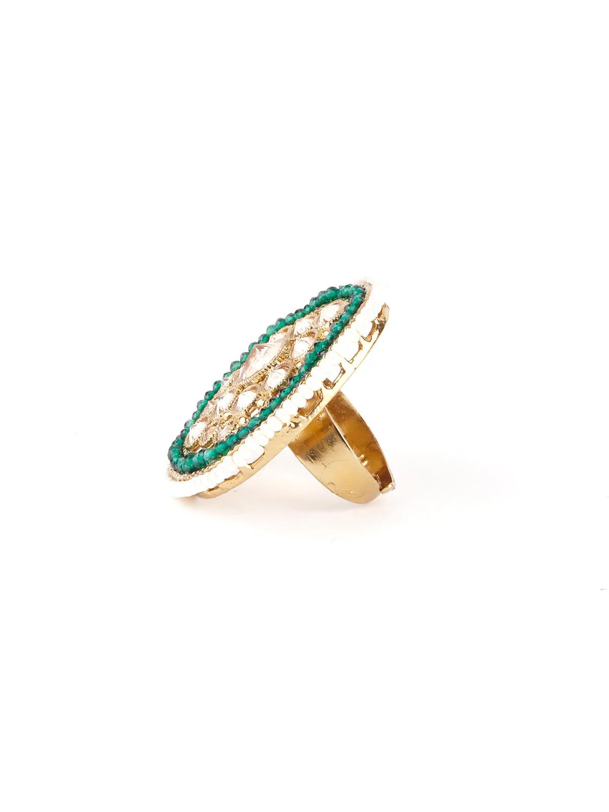 Odette Women Green Drop Shape Finger Ring - Image 4