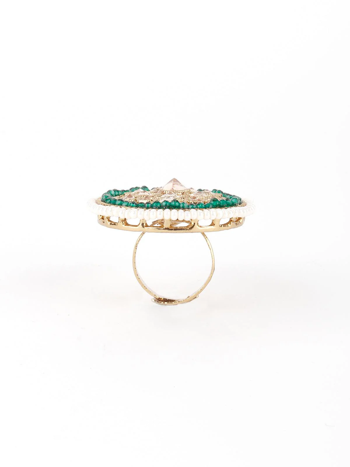 Odette Women Green Drop Shape Finger Ring - Image 6