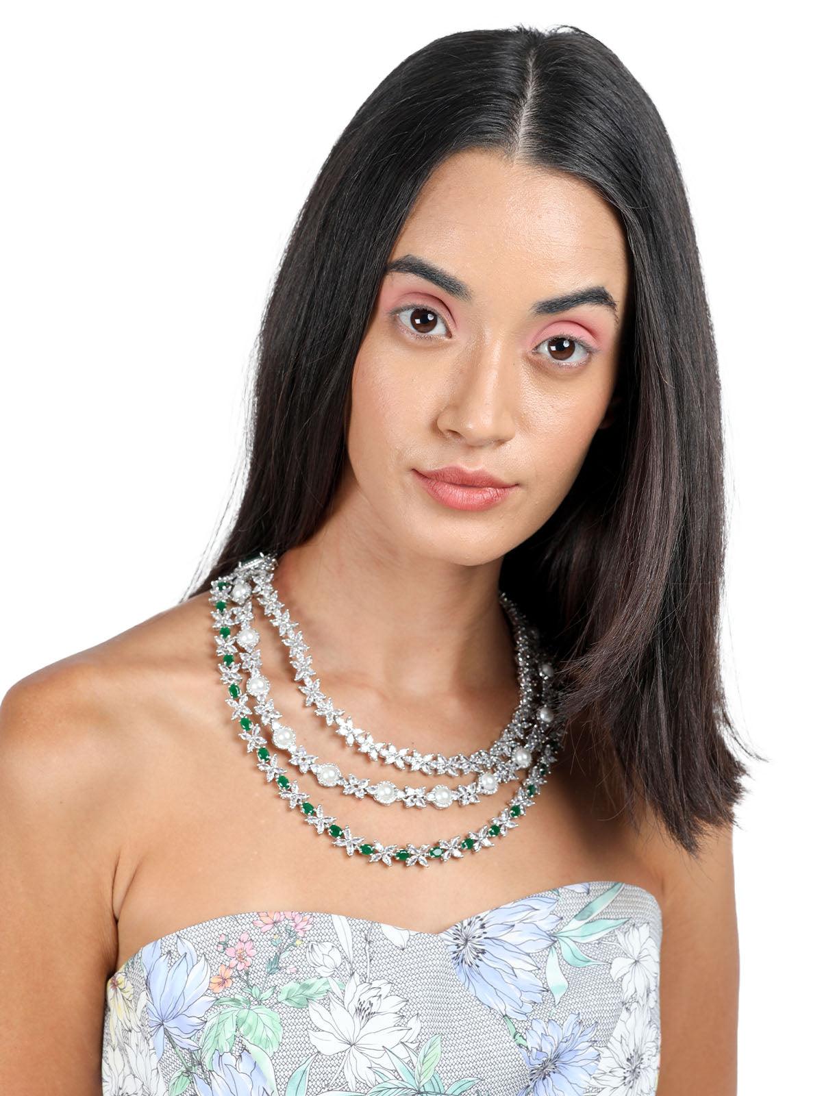 Odette Green Elegant Necklace Set For Women