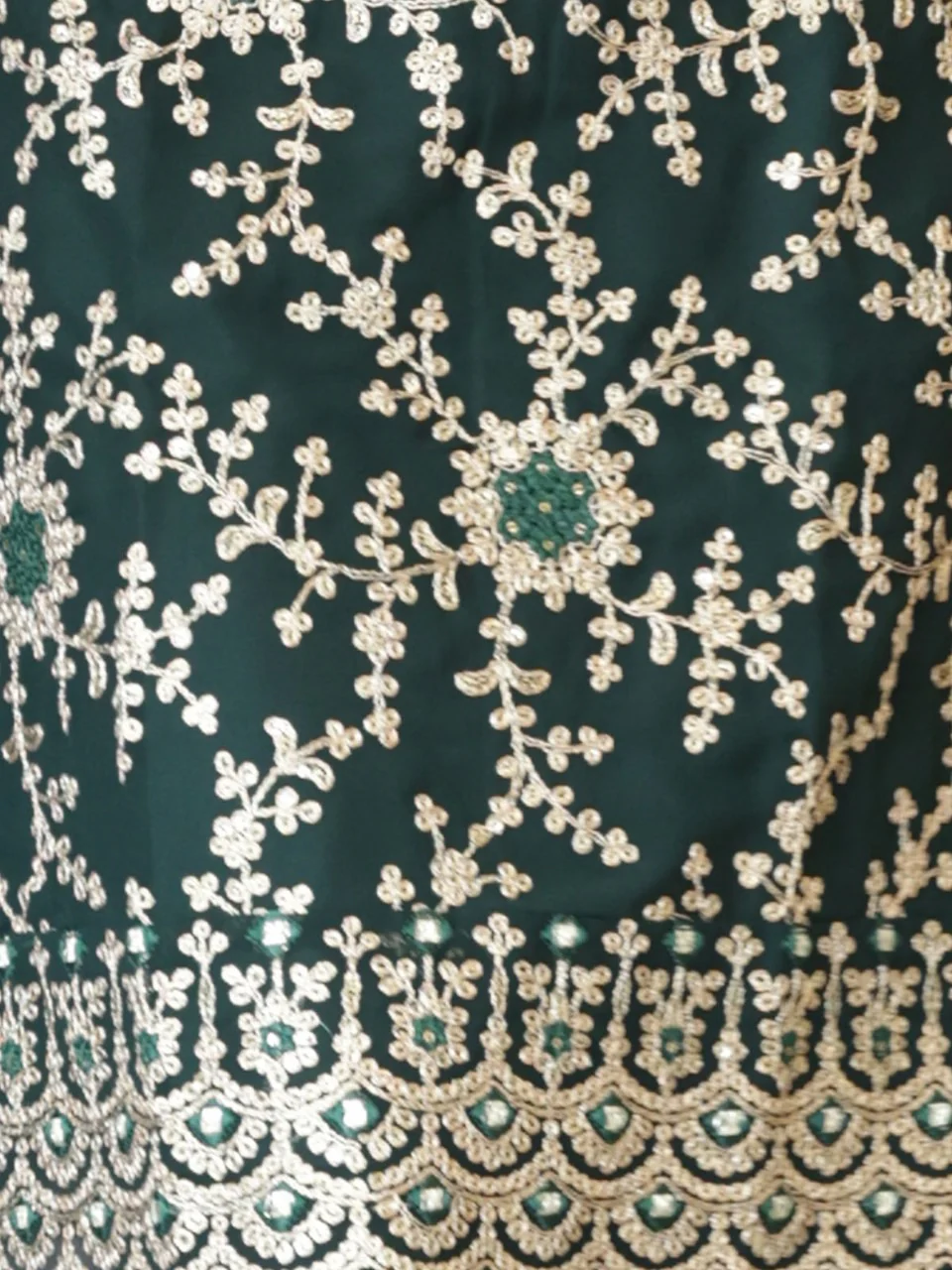Odette Women Green Faux Georgette Embroidered Semi Stitched Palazzo Suit - Image 5