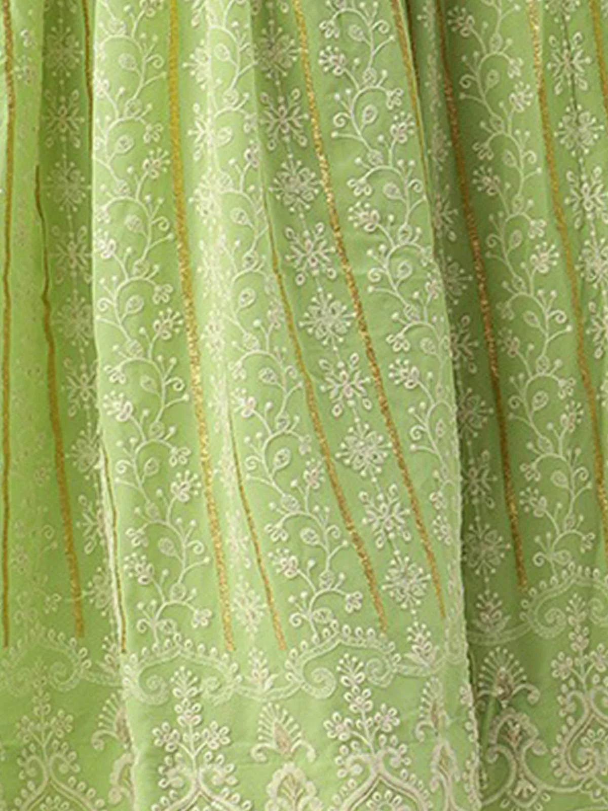 Odette Women Green Georgette Embroidered Semi Stitched Lehenga Choli - Image 5