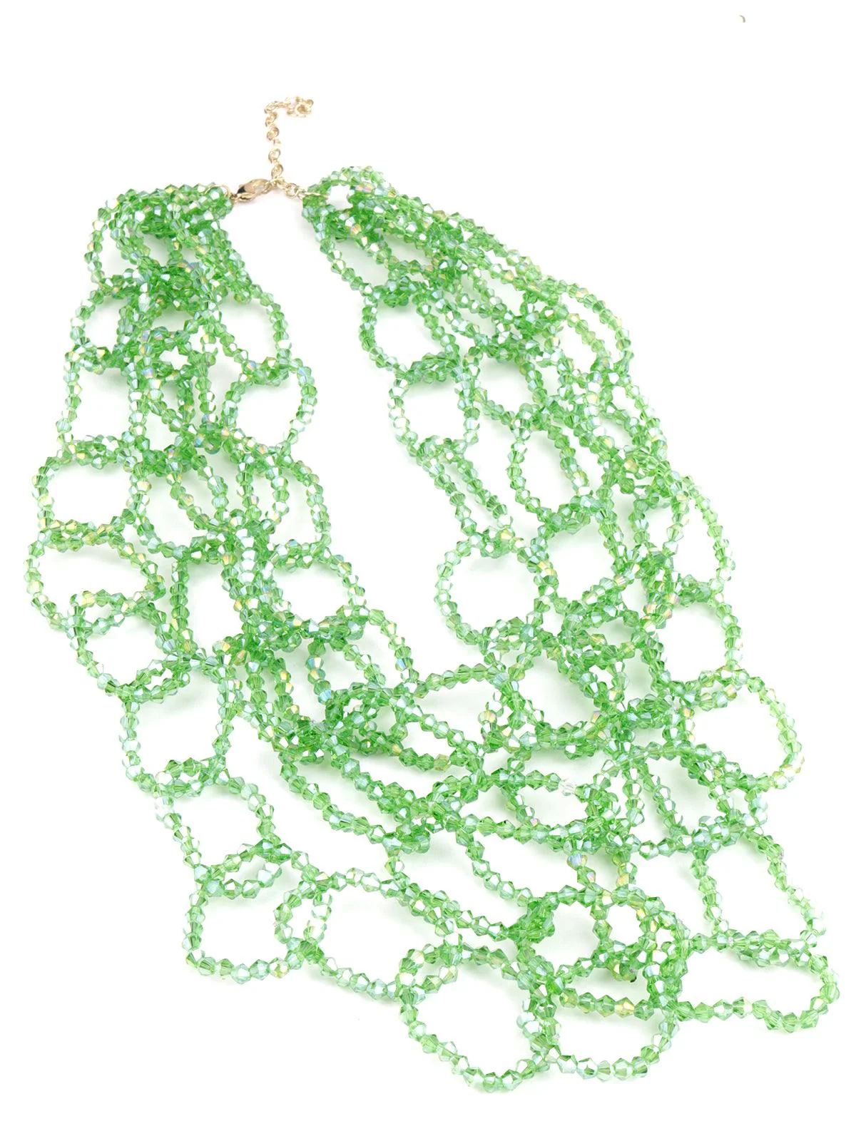 Odette Women Green Glossy Loop Design Layered Mani Necklace - Image 3
