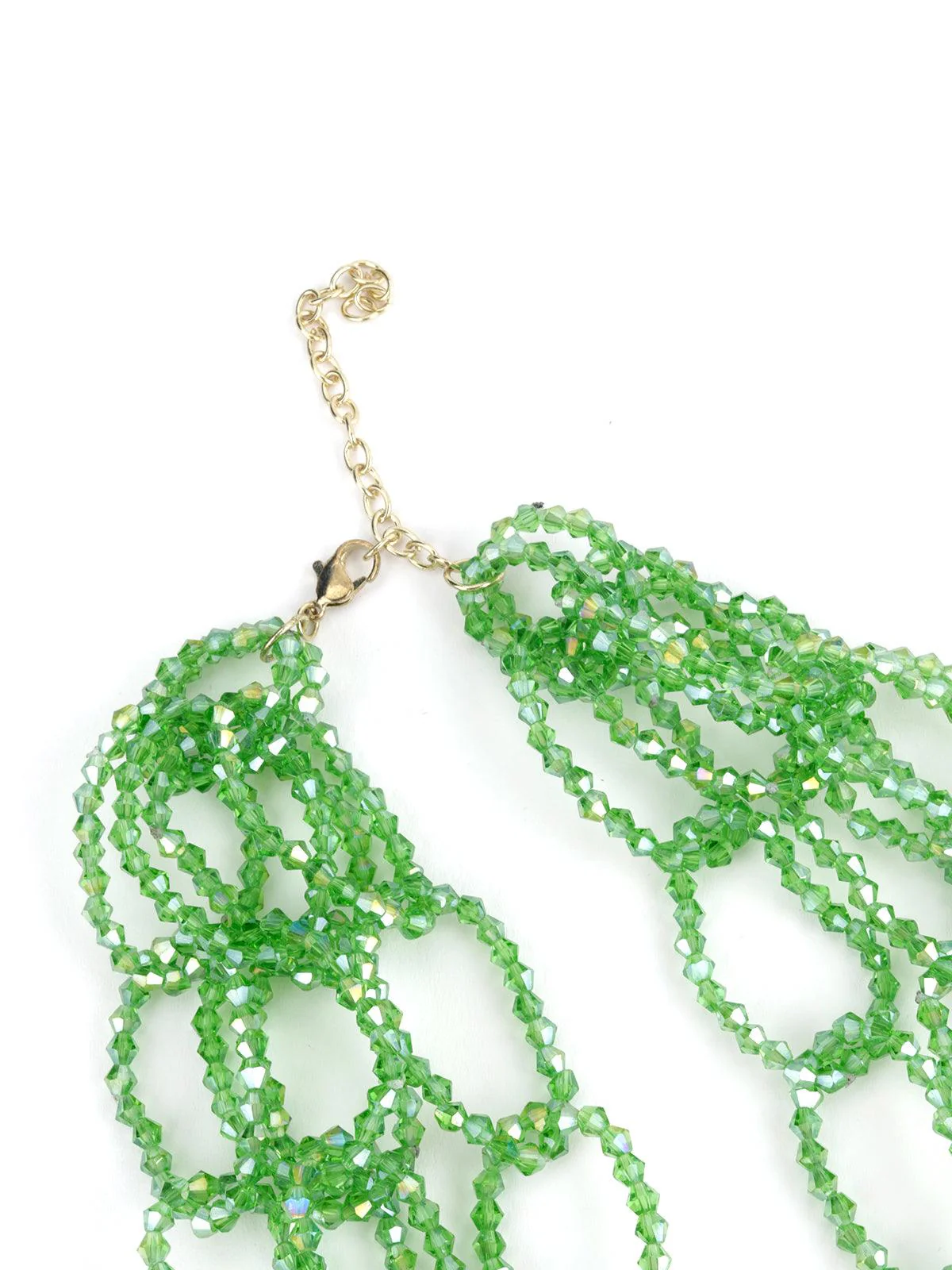 Odette Women Green Glossy Loop Design Layered Mani Necklace - Image 4