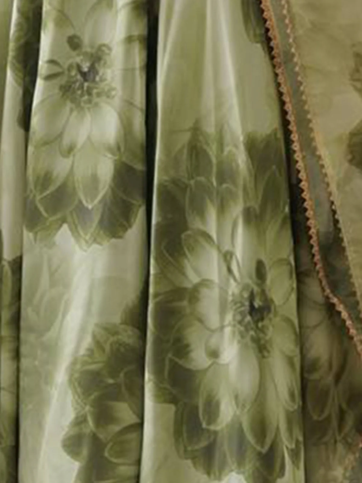 Odette Women Green Organza Printed Stitched Kurta With Dupatta - Image 7