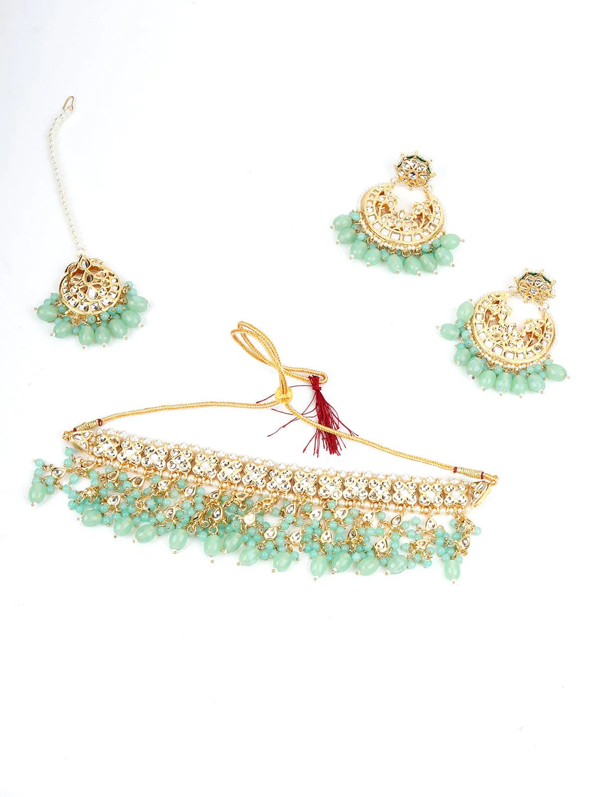 Odette Women Green Pearl Choker Necklace - Image 3