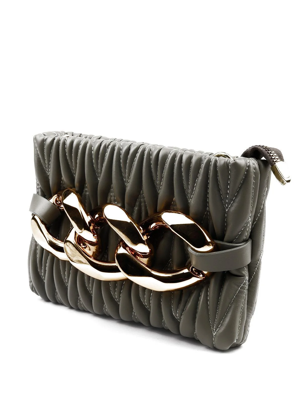 Odette Green Textured Oversized Gold Chain Embellished Sling For Women - Image 4
