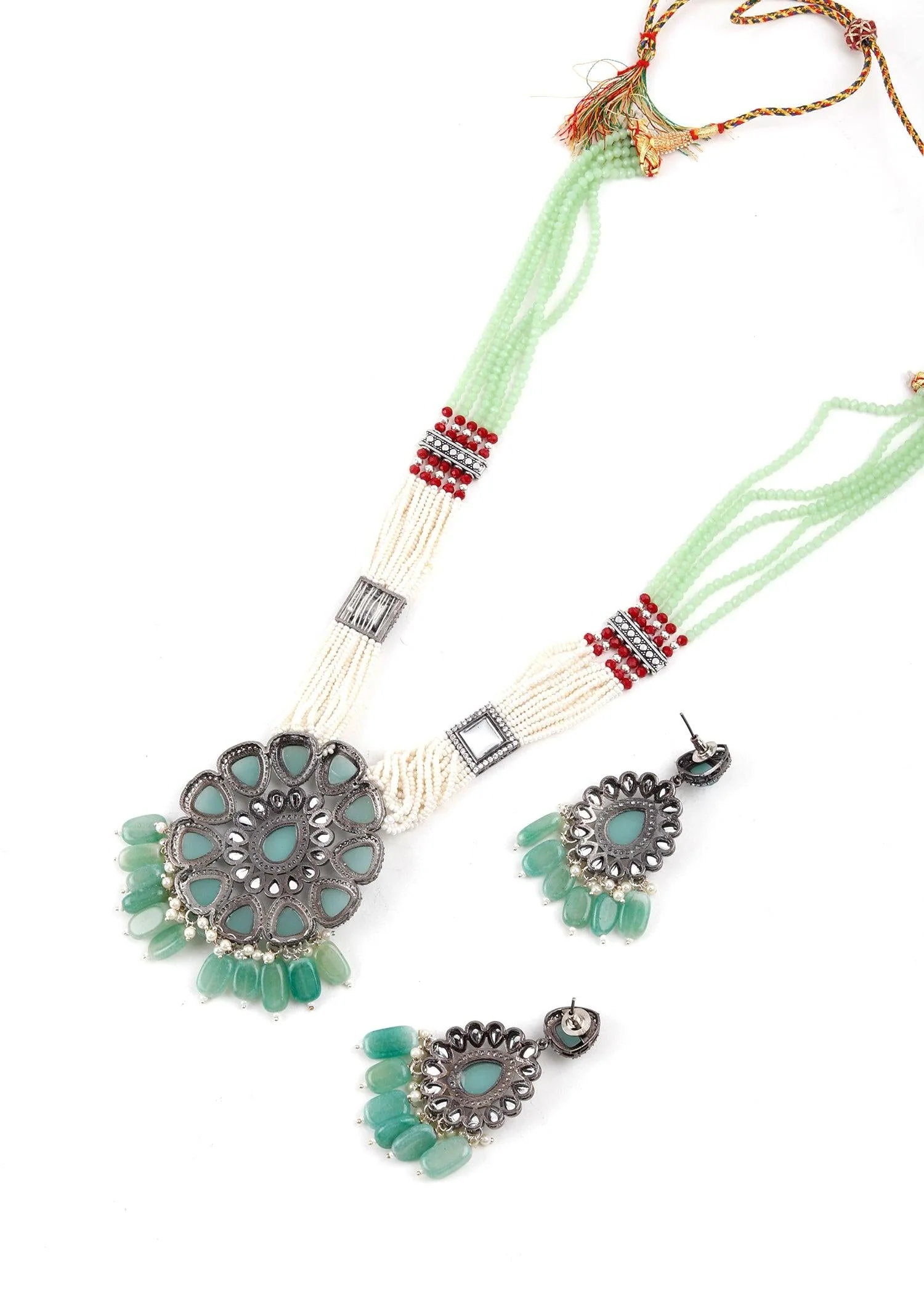 Odette Women Green Trendy Necklace Set - Image 6