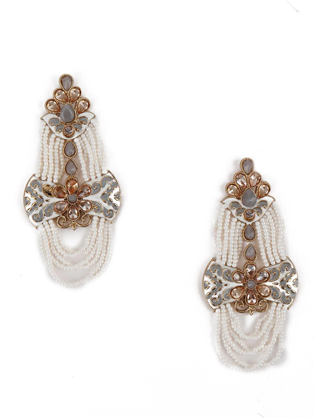 Odette Women Grey Beautiful Unique Dangle Earrings! - Image 3