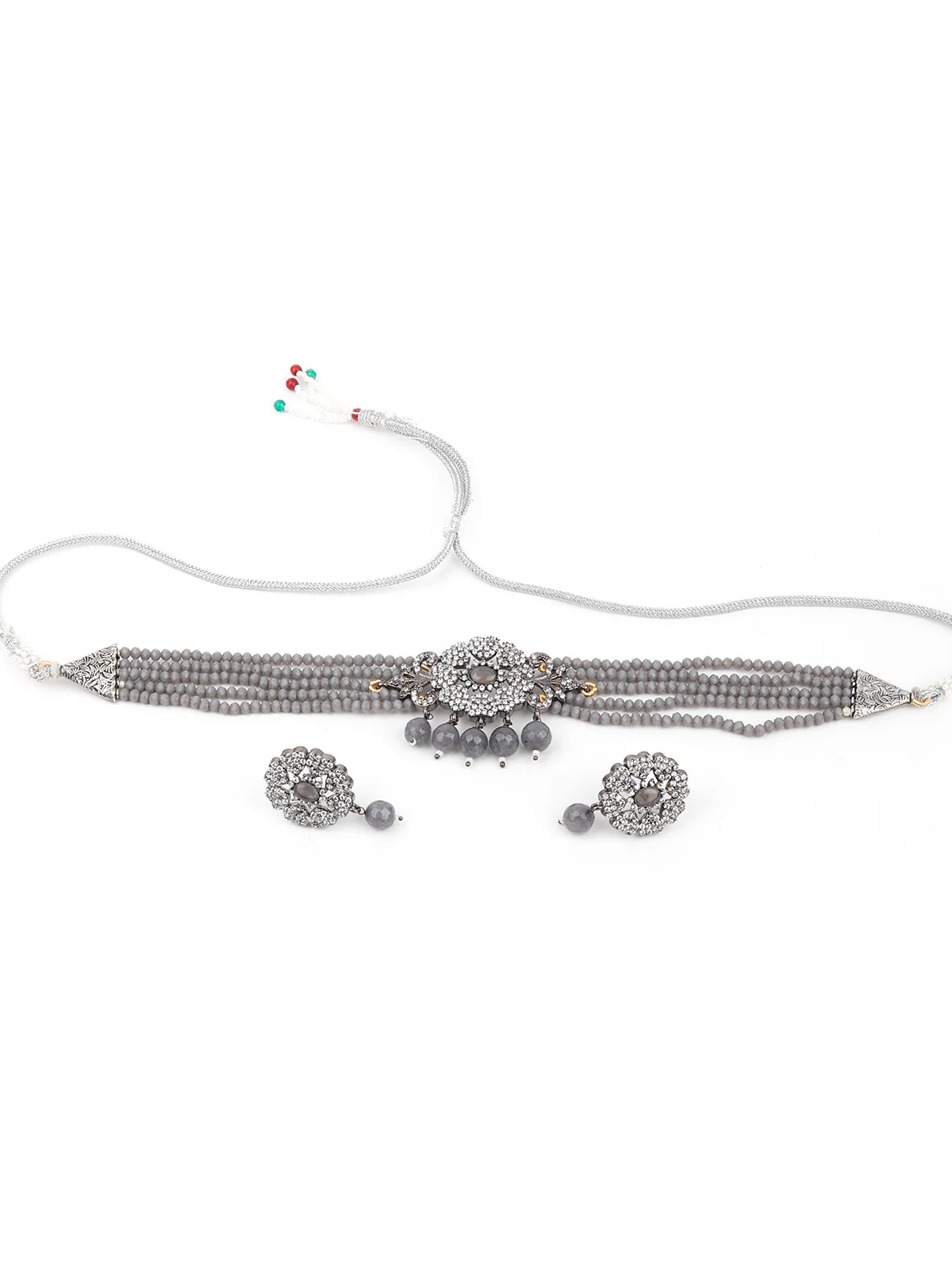Odette Women Grey Choker Necklace Set - Image 3