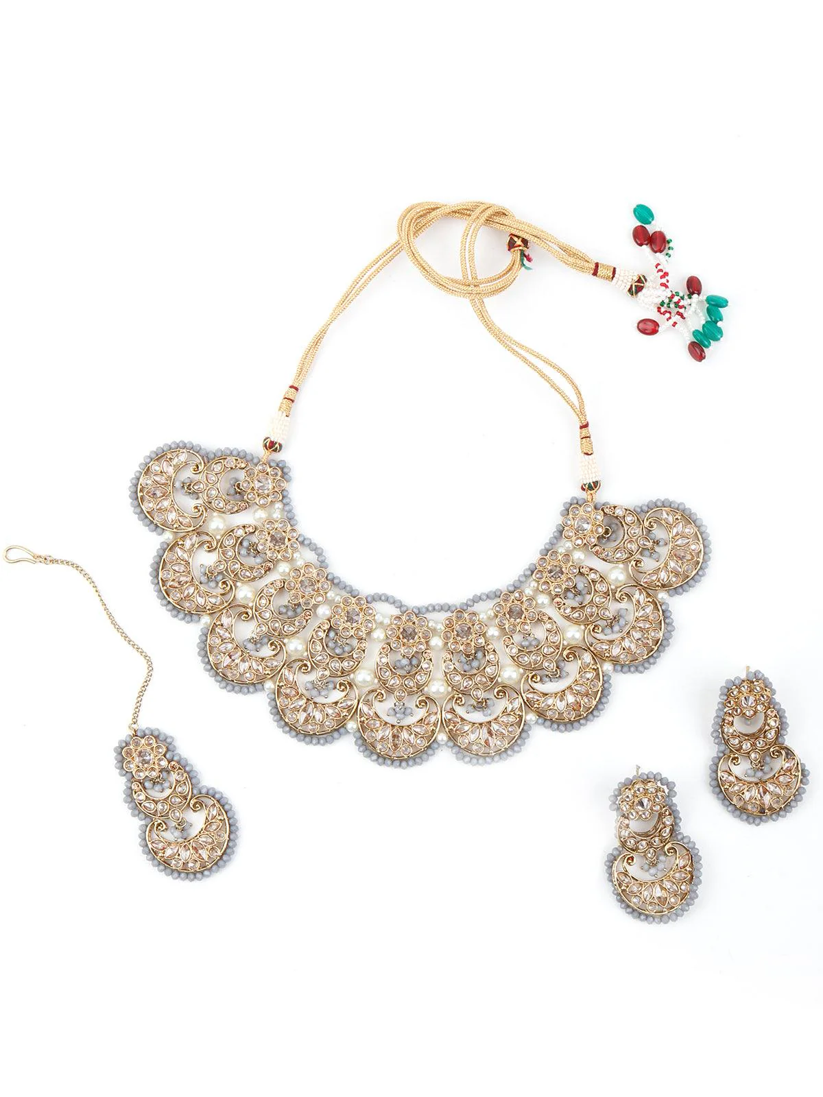 Odette Women Grey Crystal Versatile Necklace Set - Image 3