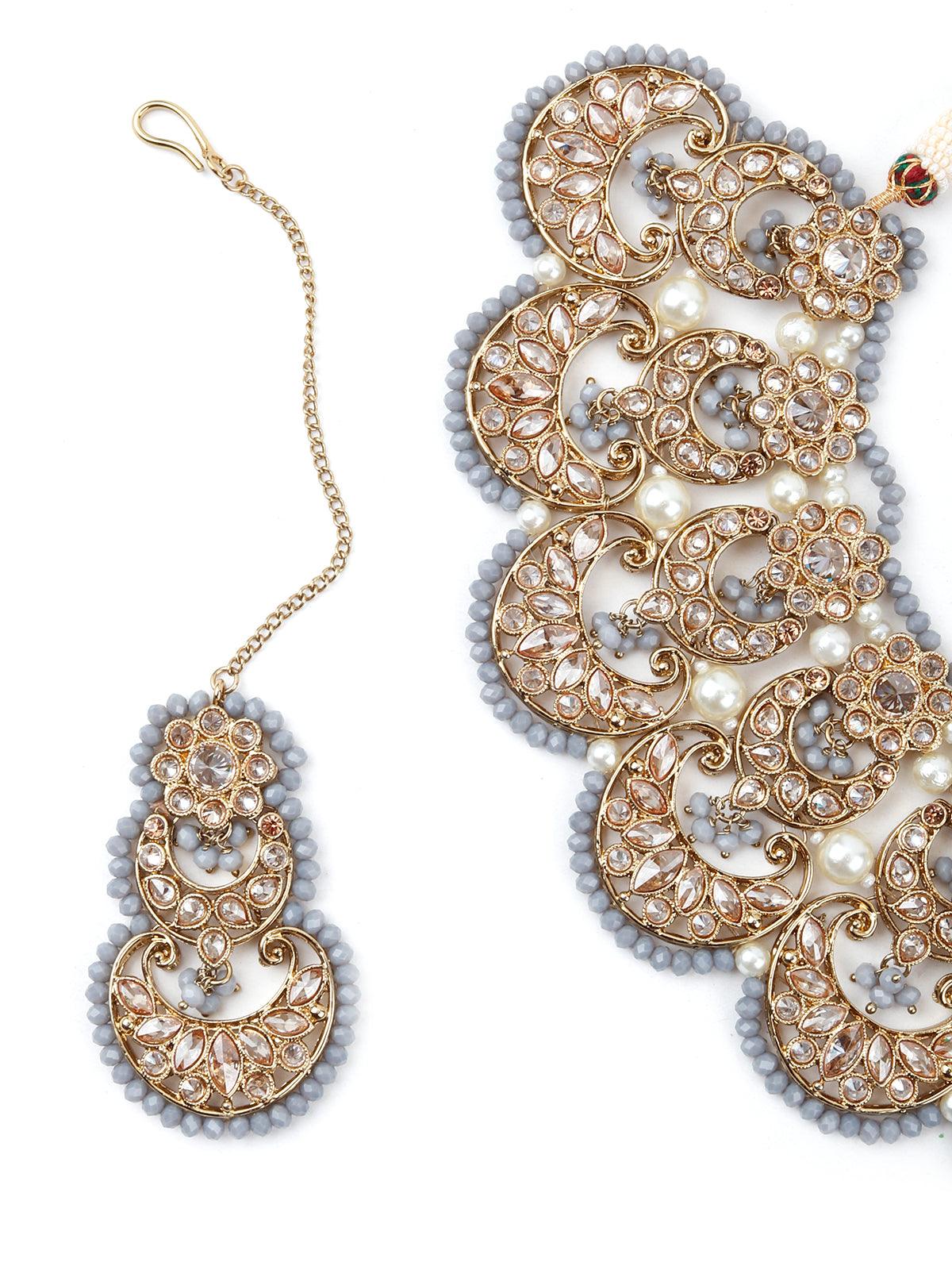Odette Women Grey Crystal Versatile Necklace Set - Image 4