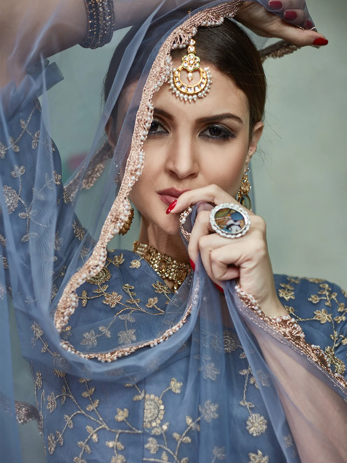 Odette Women Grey Designer Semi Stitched Lehenga With Unstitched Blouse - Image 5