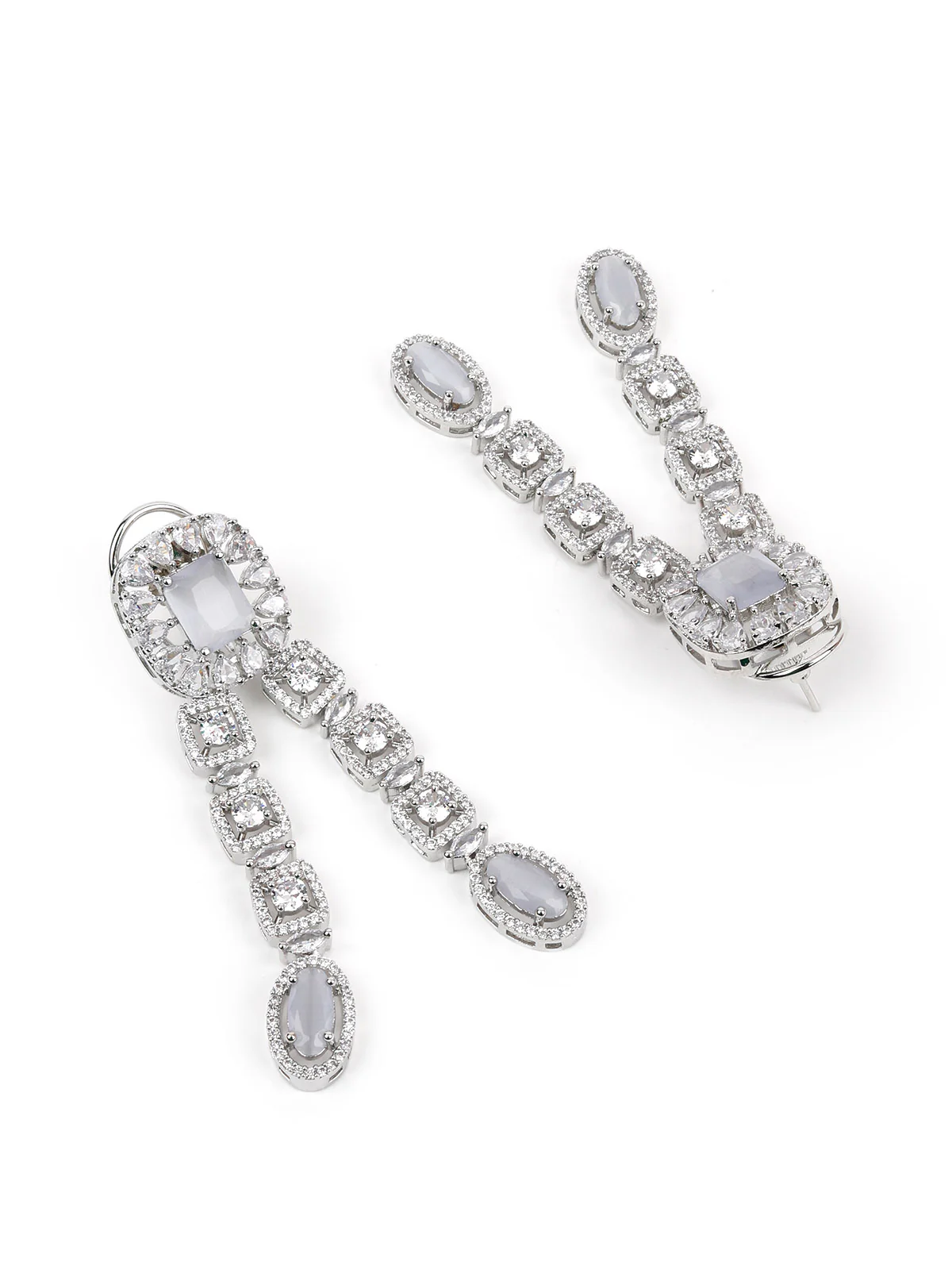 Odette Women Grey Faux Stones Studded Choker Necklace Set - Image 4