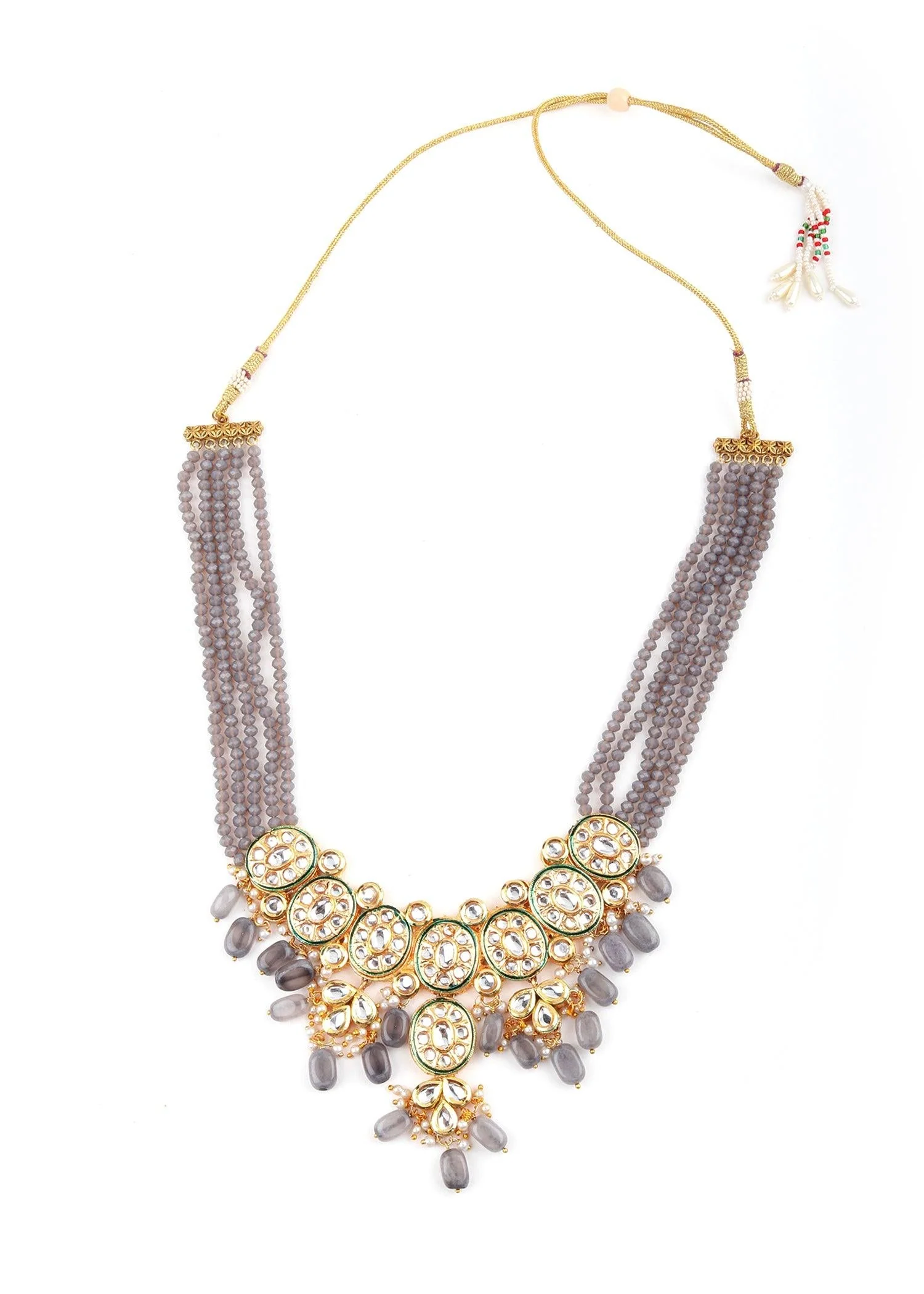Odette Women Grey Kundan Trendy Necklace - Image 3