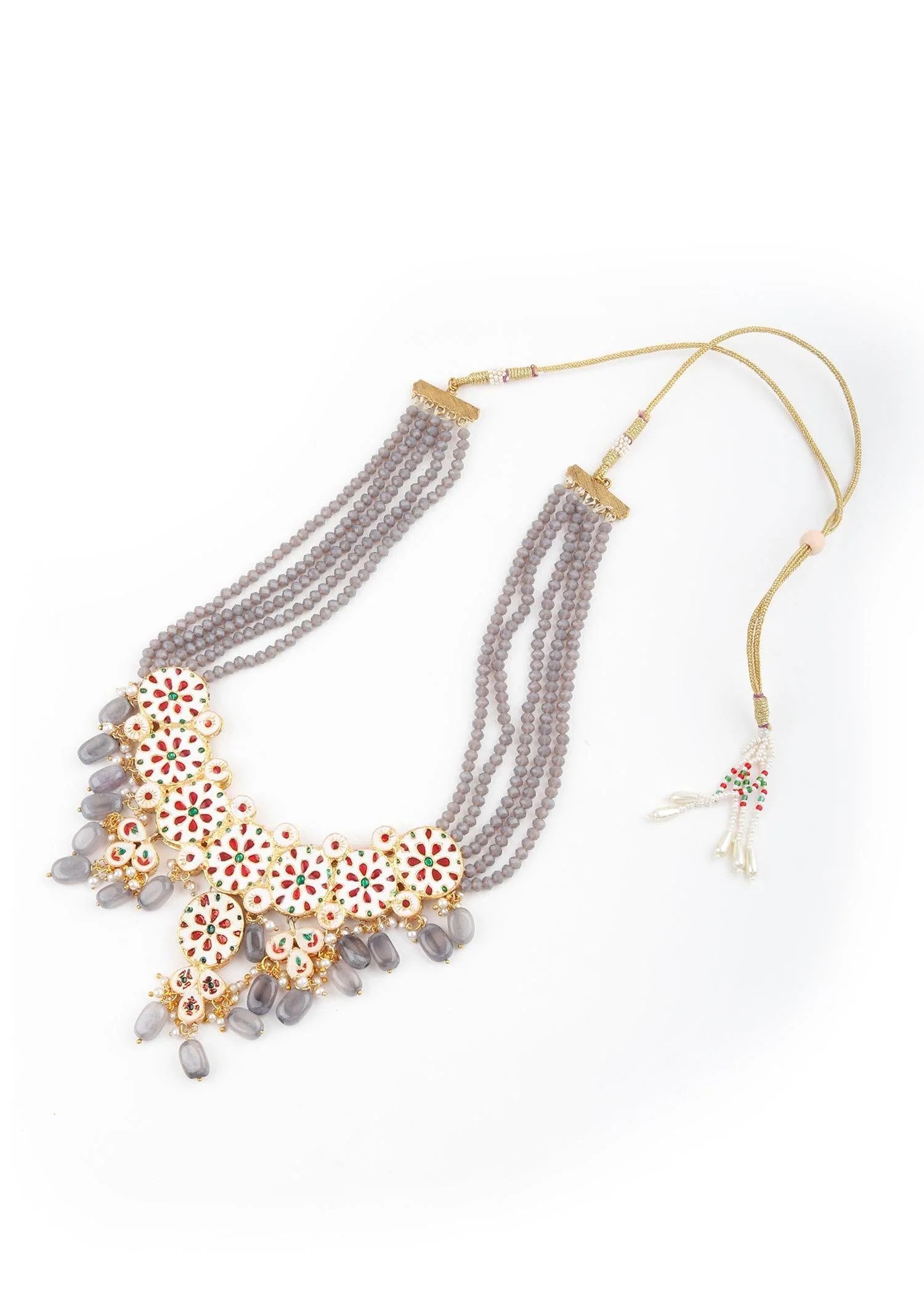 Odette Women Grey Kundan Trendy Necklace - Image 5