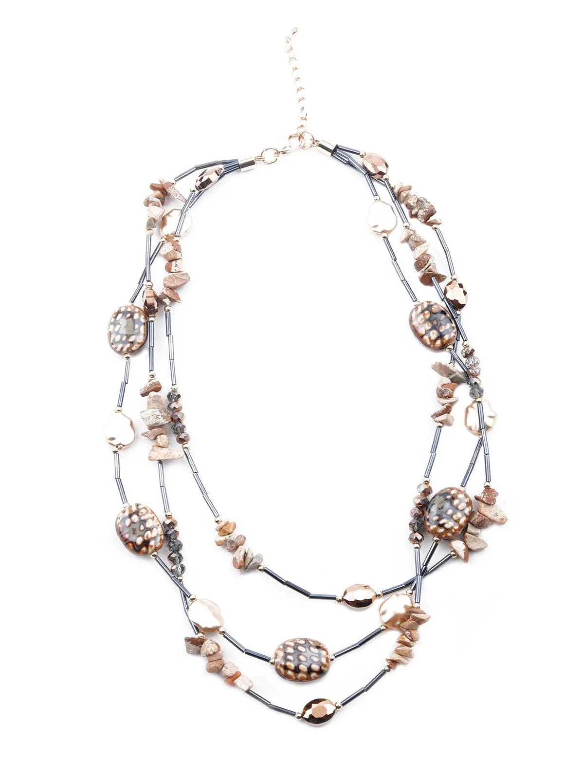 Odette Women Grey Layered Statement Necklace