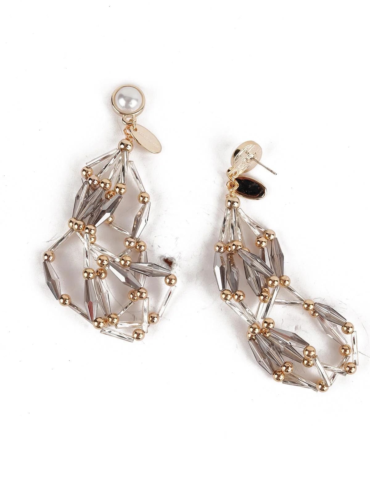 Odette Women Grey Modish Loop-Tassel Earrings - Image 4