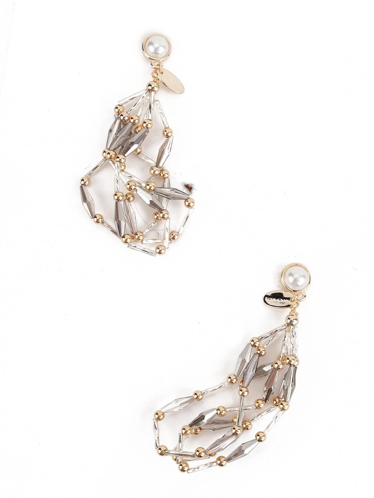 Odette Women Grey Modish Loop-Tassel Earrings - Image 6