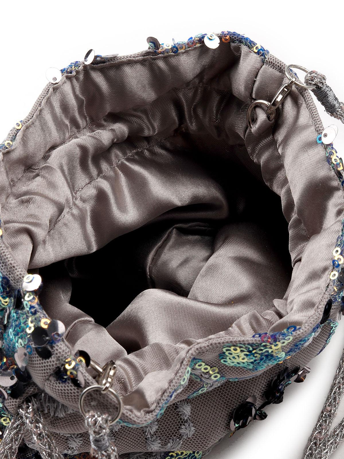 Odette Grey Sequence Potli Bag For Women - Image 6