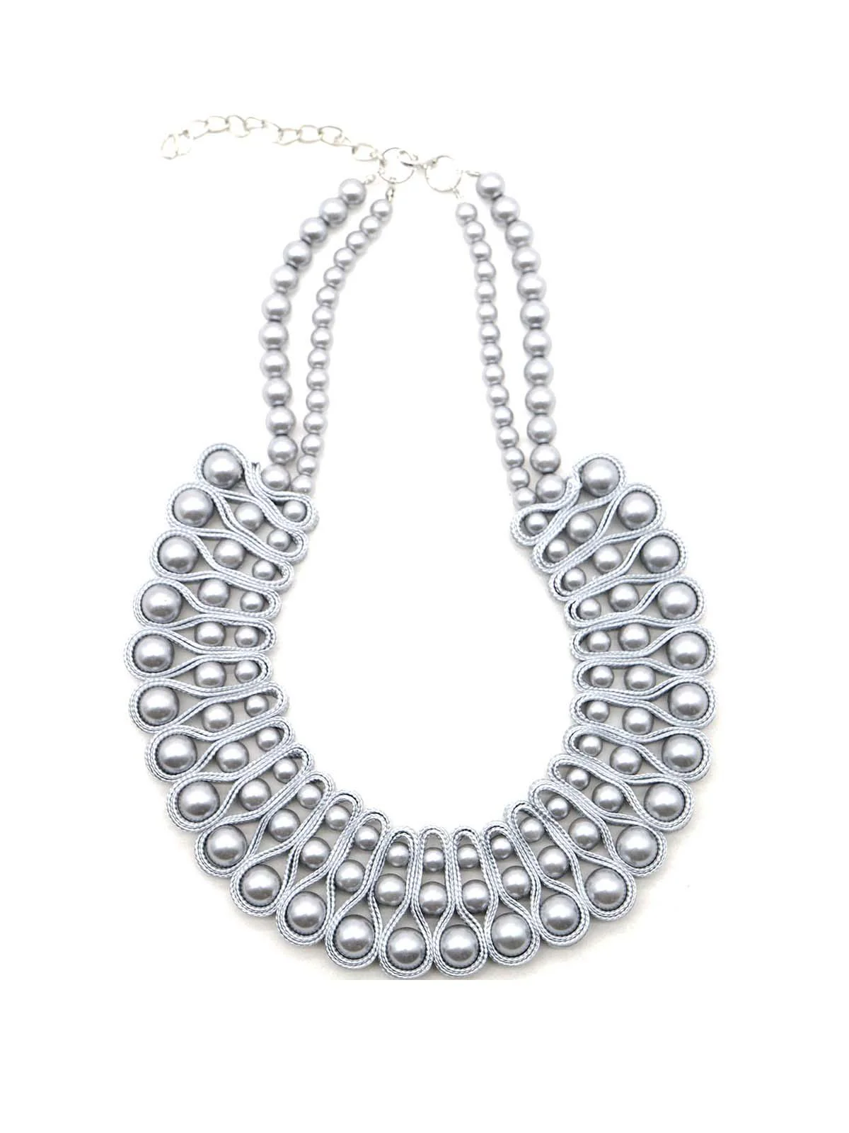 Odette Women Grey Shiny Looped Stone Necklace - Image 3