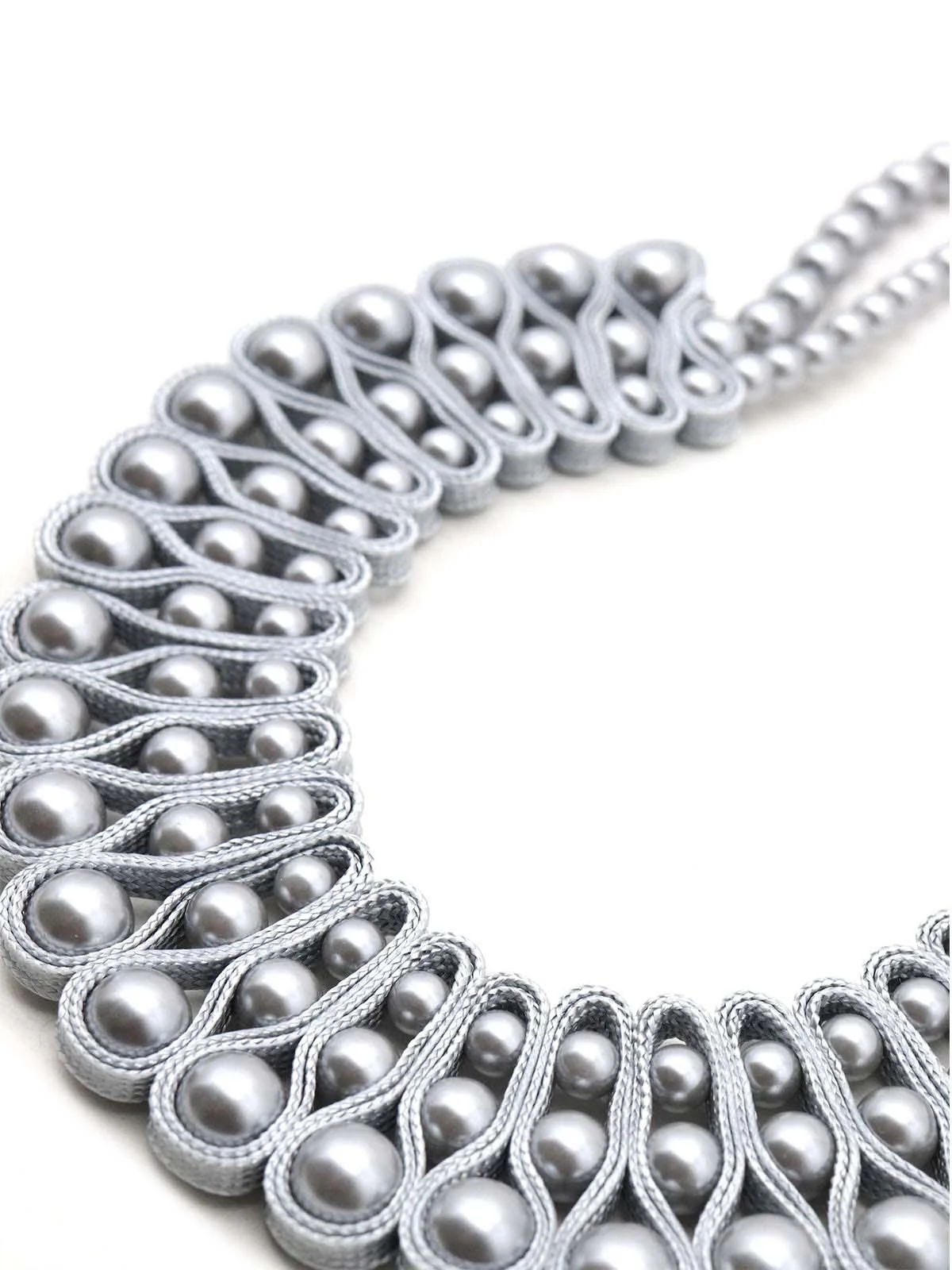 Odette Women Grey Shiny Looped Stone Necklace - Image 4