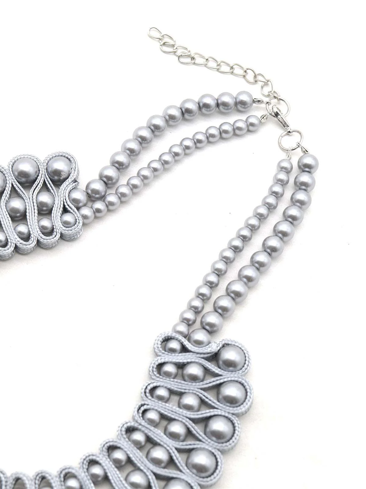 Odette Women Grey Shiny Looped Stone Necklace - Image 5