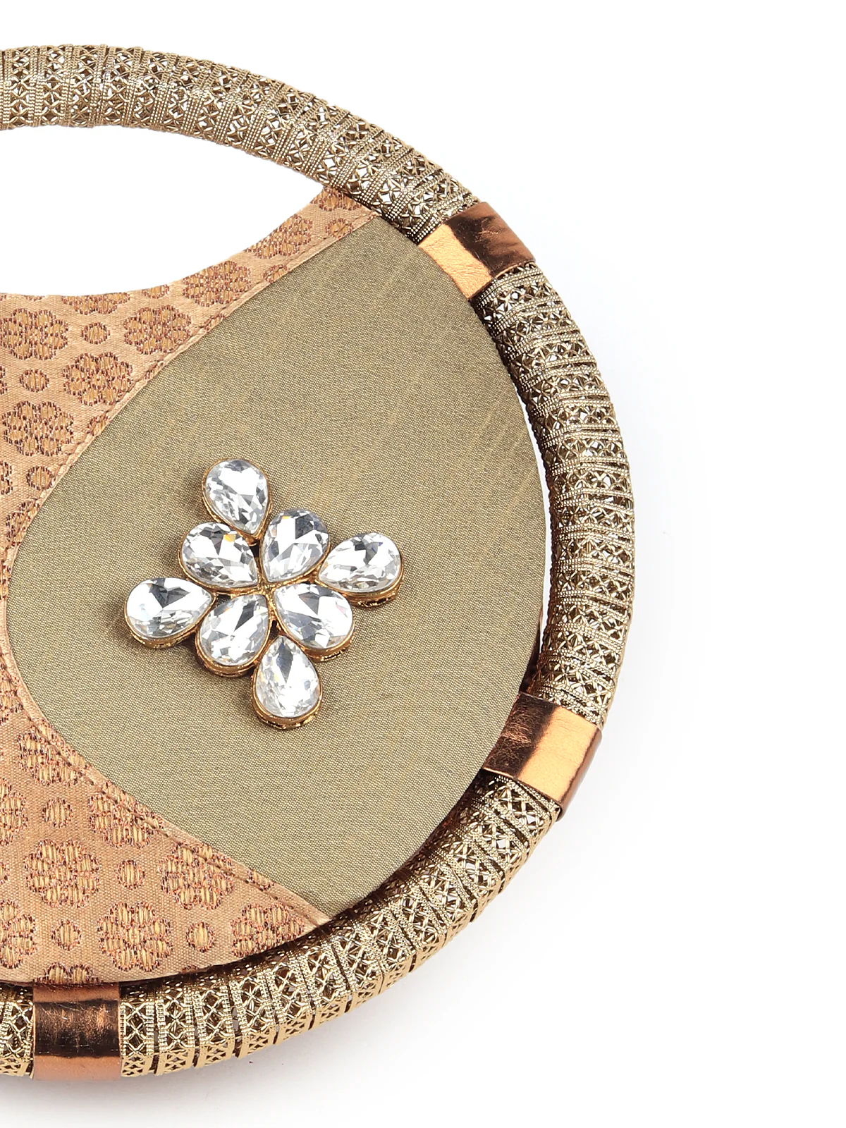 Odette Women Gold Woven Clutch Bag - Image 3