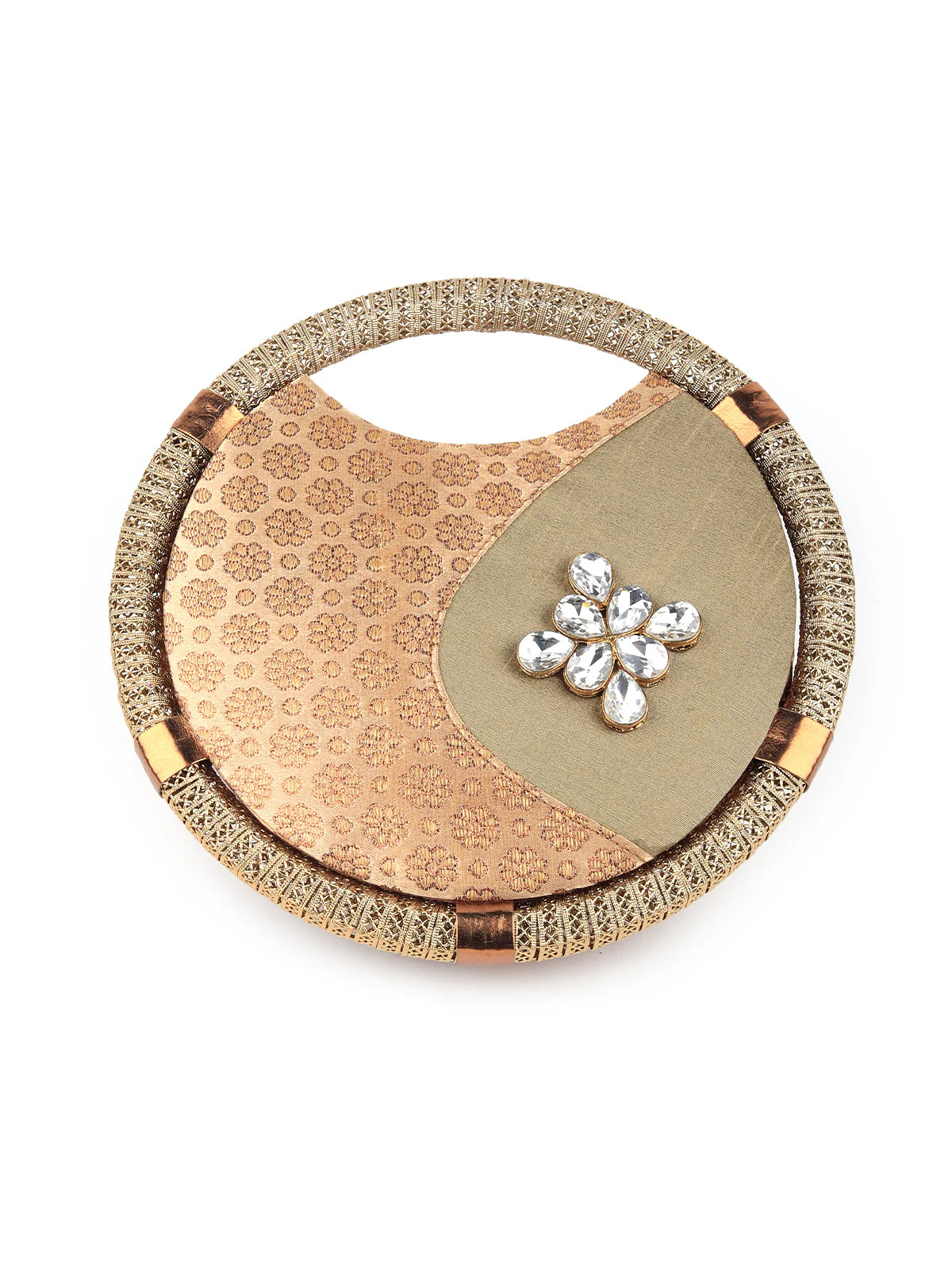Odette Women Gold Woven Clutch Bag - Image 4