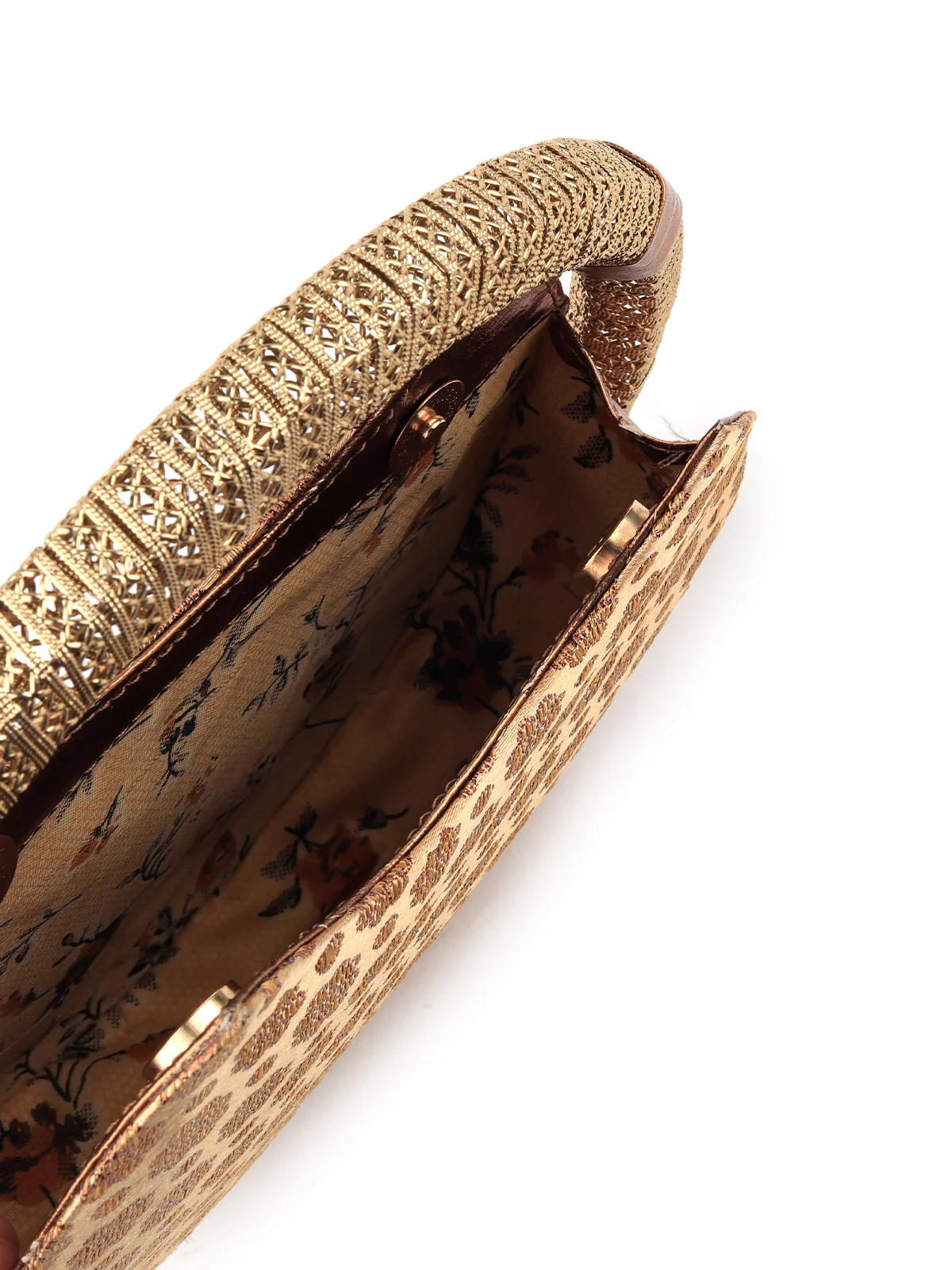 Odette Women Gold Woven Clutch Bag - Image 6