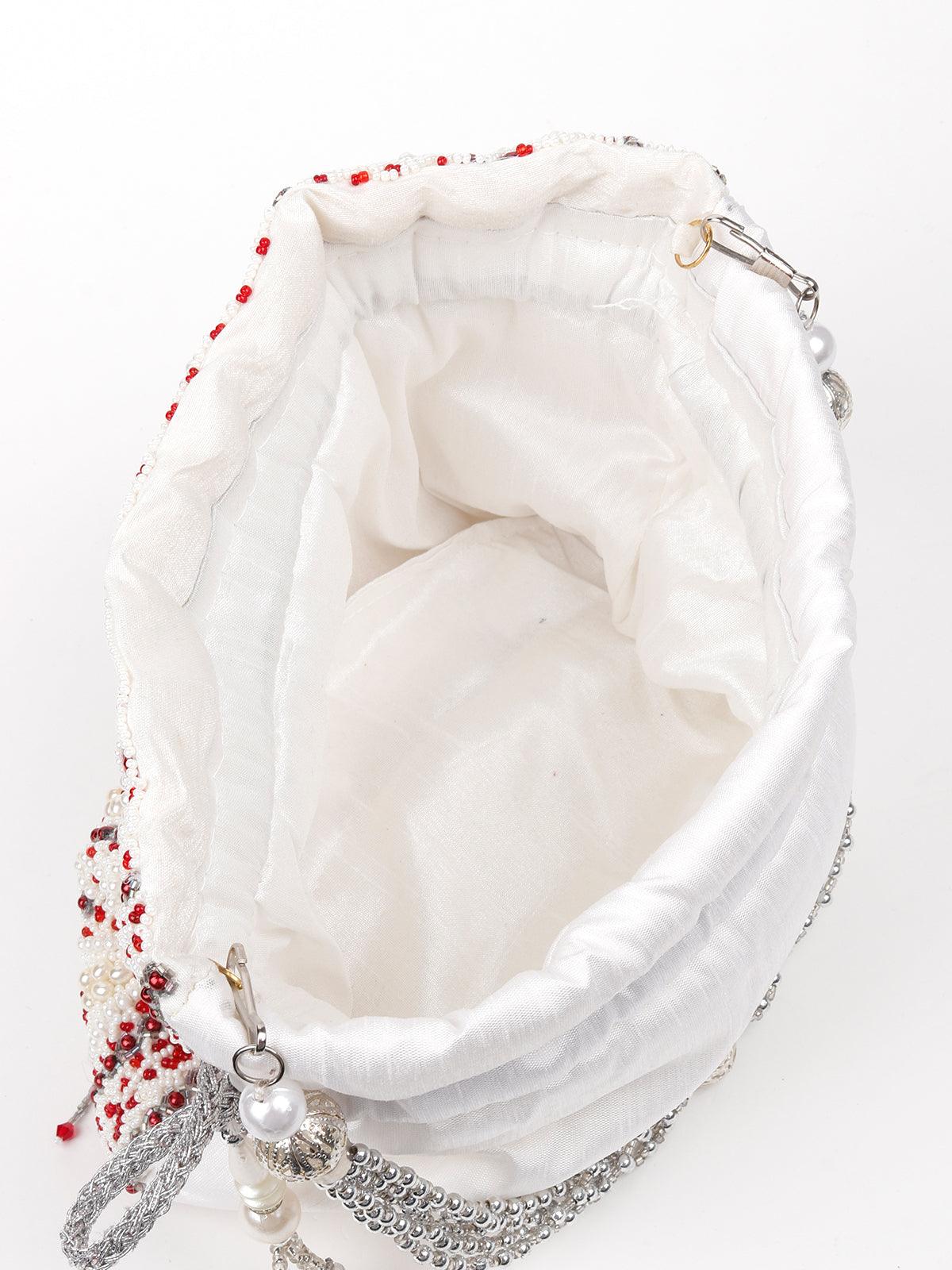 Odette Women Half Moon Shaped Embroidered Potli Bag - Image 6