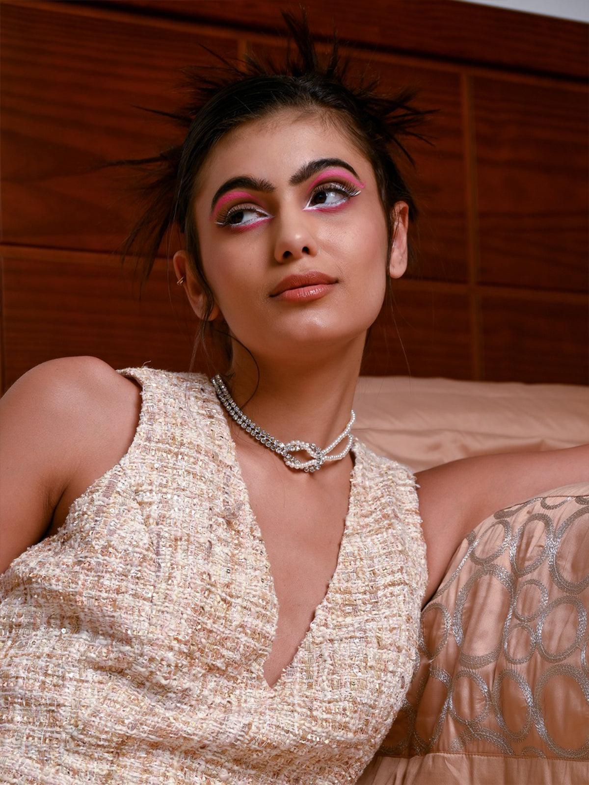 Odette Women Gold Studded Metal Necklace