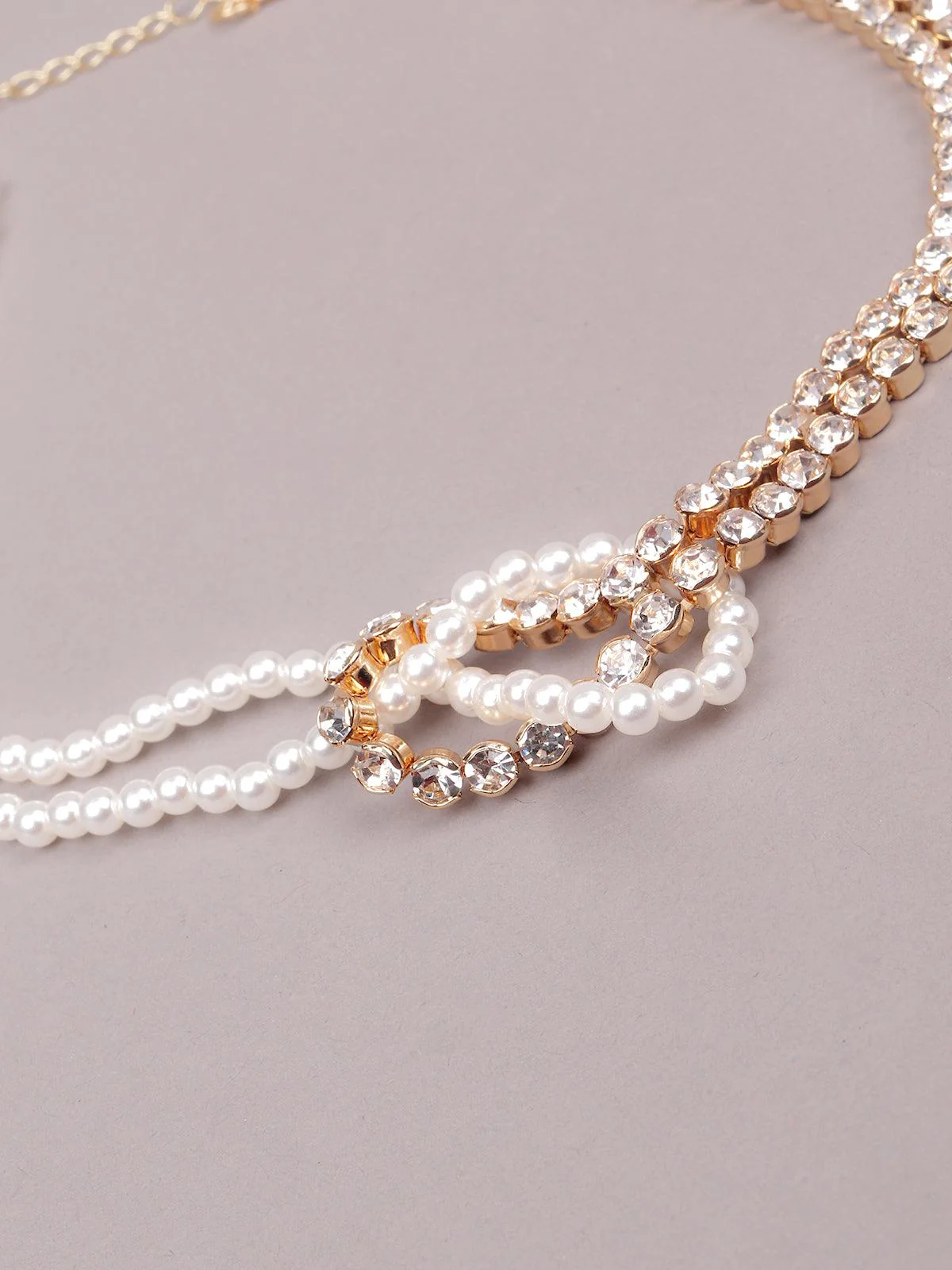 Odette Women Gold Studded Metal Necklace - Image 5