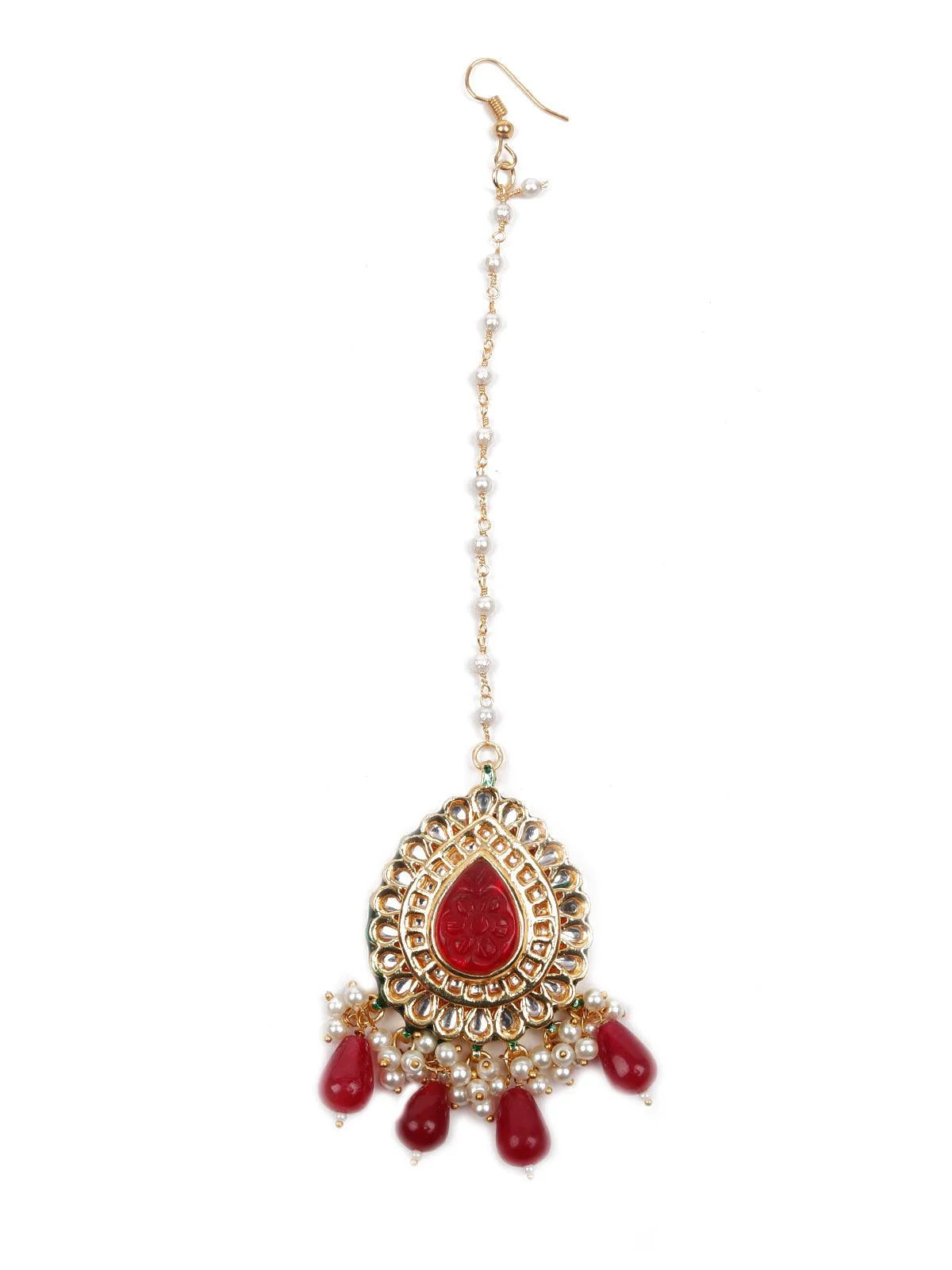 Odette Women Heavy Multicolored Stone Studded Neckpiece Set - Image 7