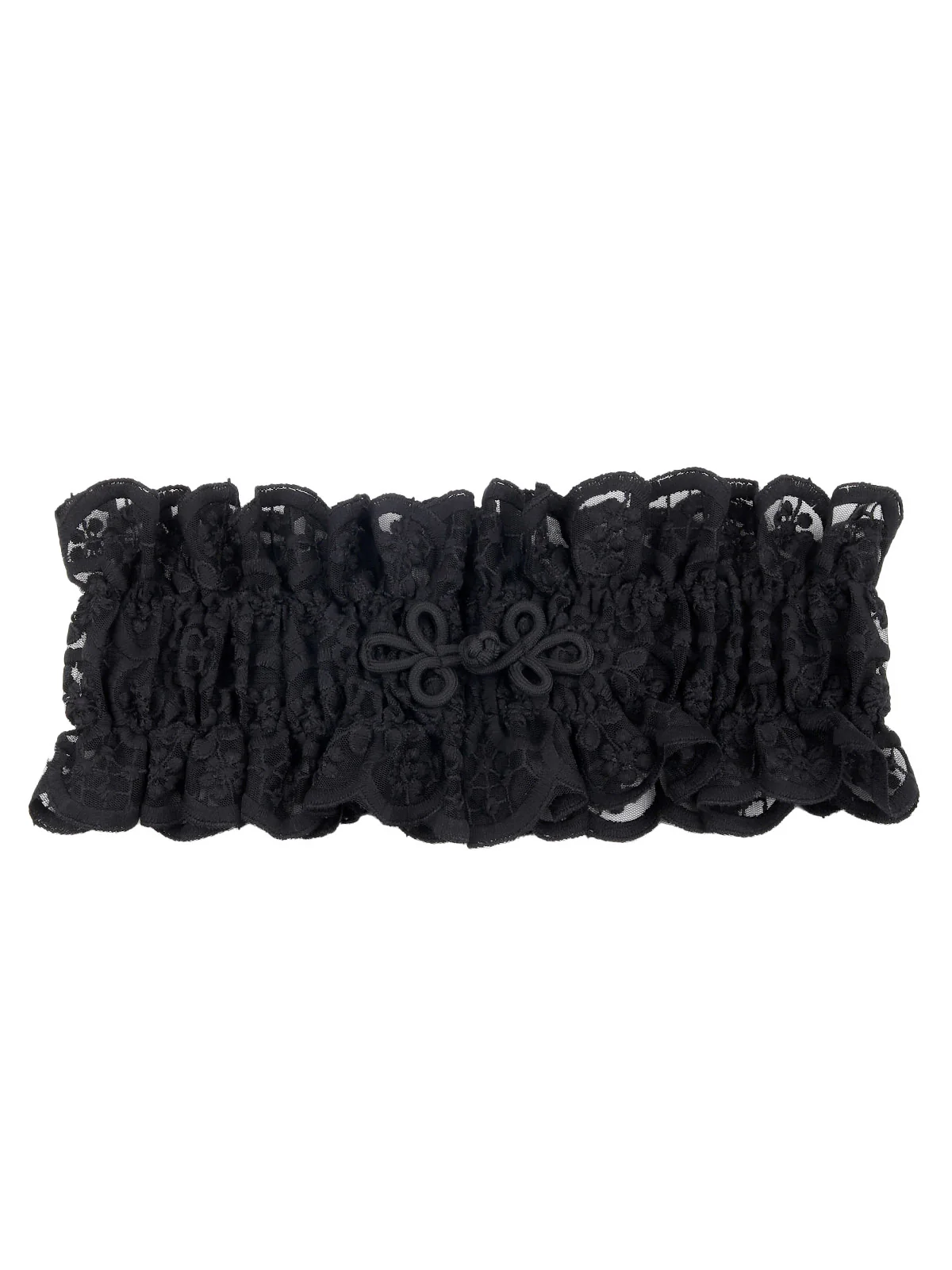 Odette Women Hi-Fashion Black Ruched Lace Belt - Image 3