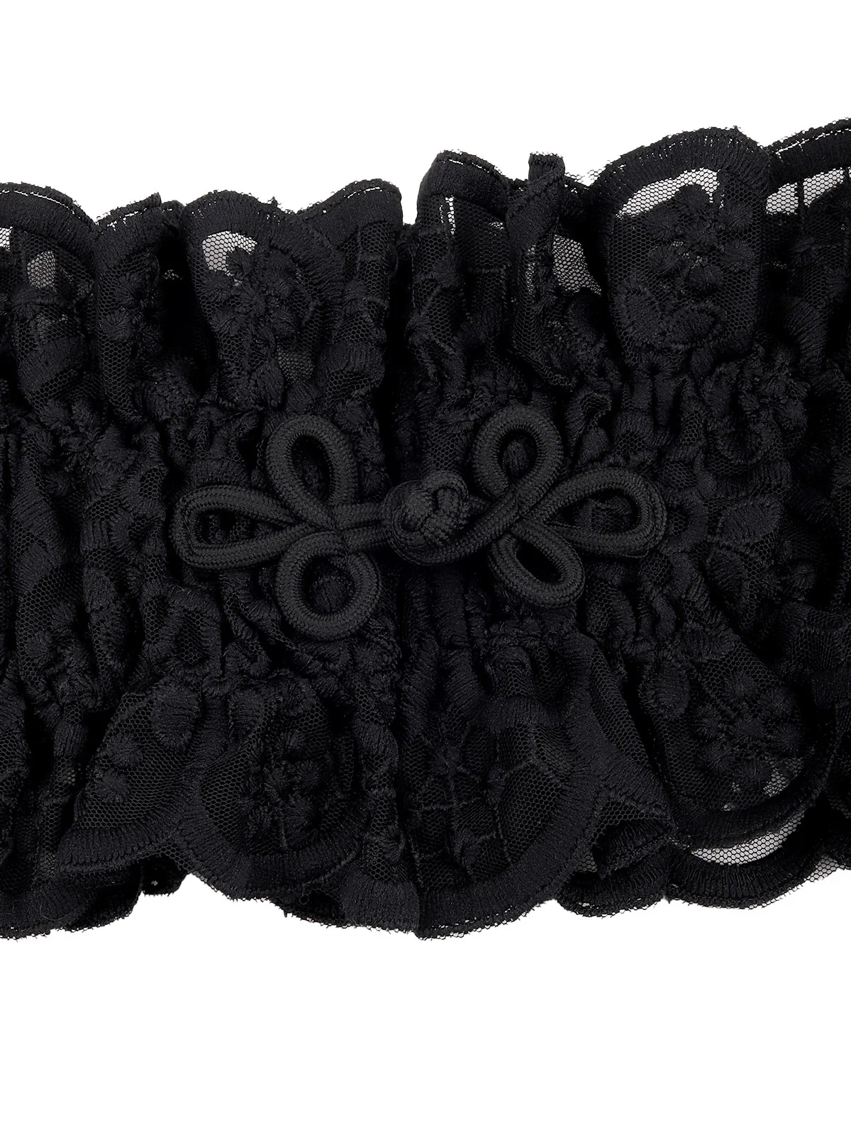 Odette Women Hi-Fashion Black Ruched Lace Belt - Image 4