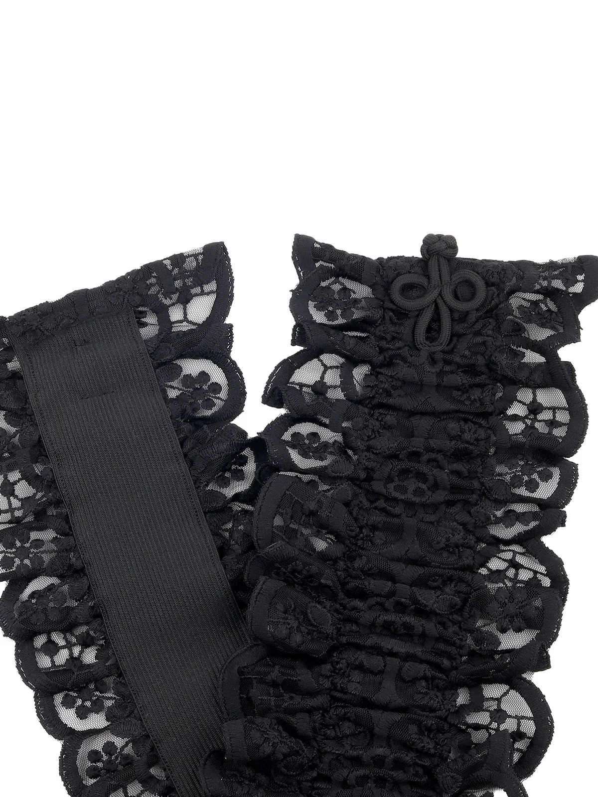Odette Women Hi-Fashion Black Ruched Lace Belt - Image 5