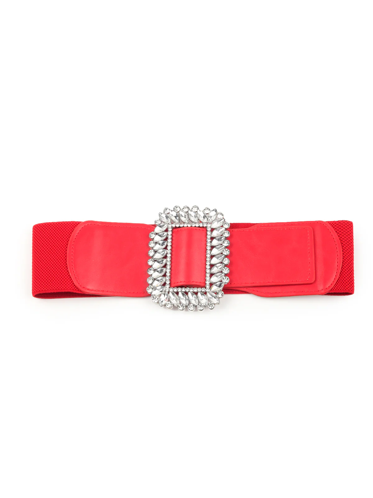 Odette Women Hi-Fashion Red Broad Elastane Embellished Belt - Image 3